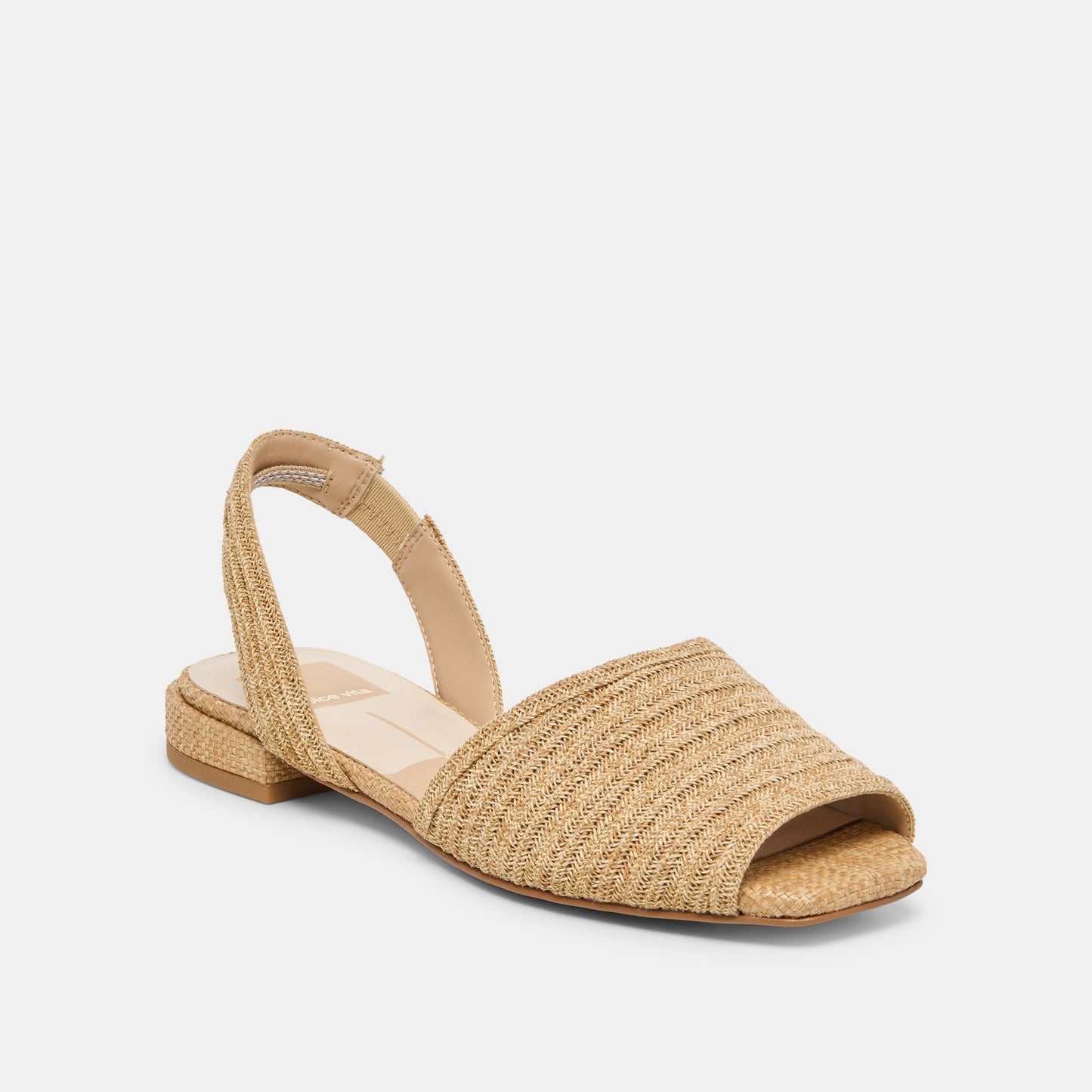 MARZY Natural Raffia Slingback Peep-Toe Sandals