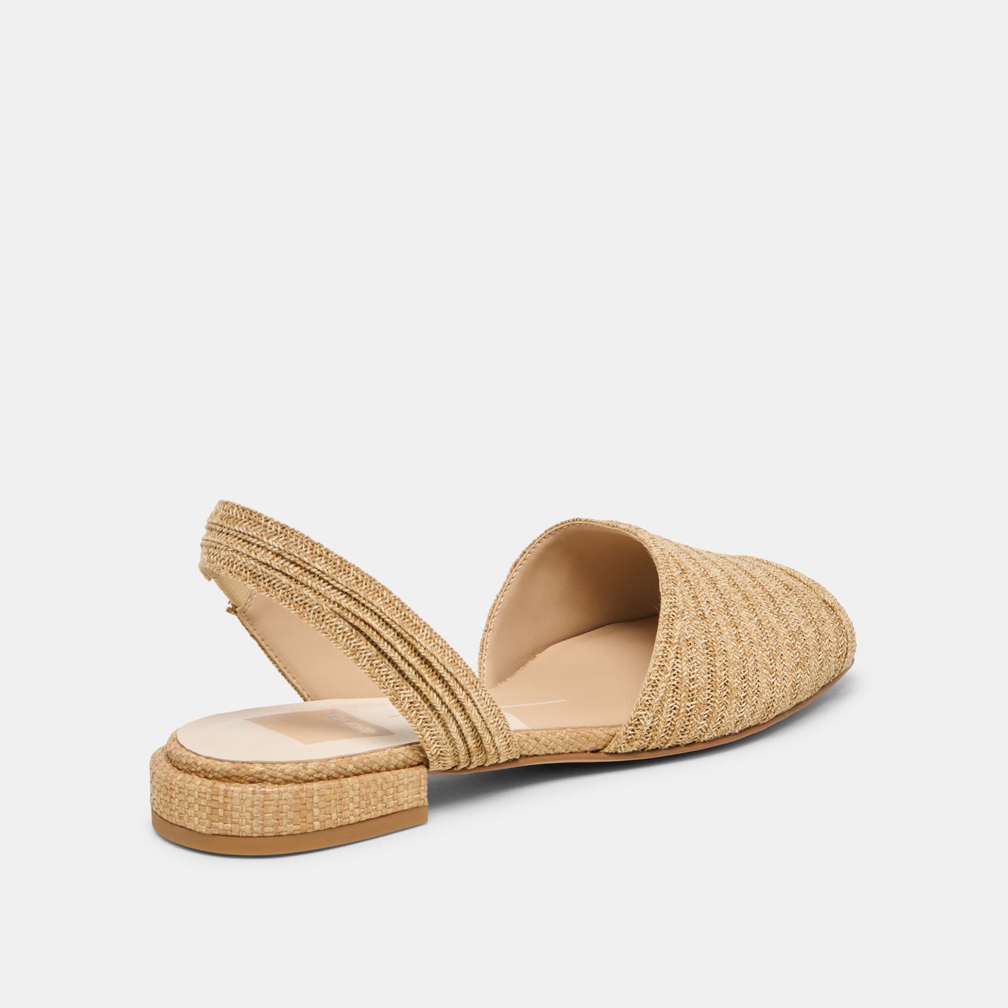 MARZY Natural Raffia Slingback Peep-Toe Sandals