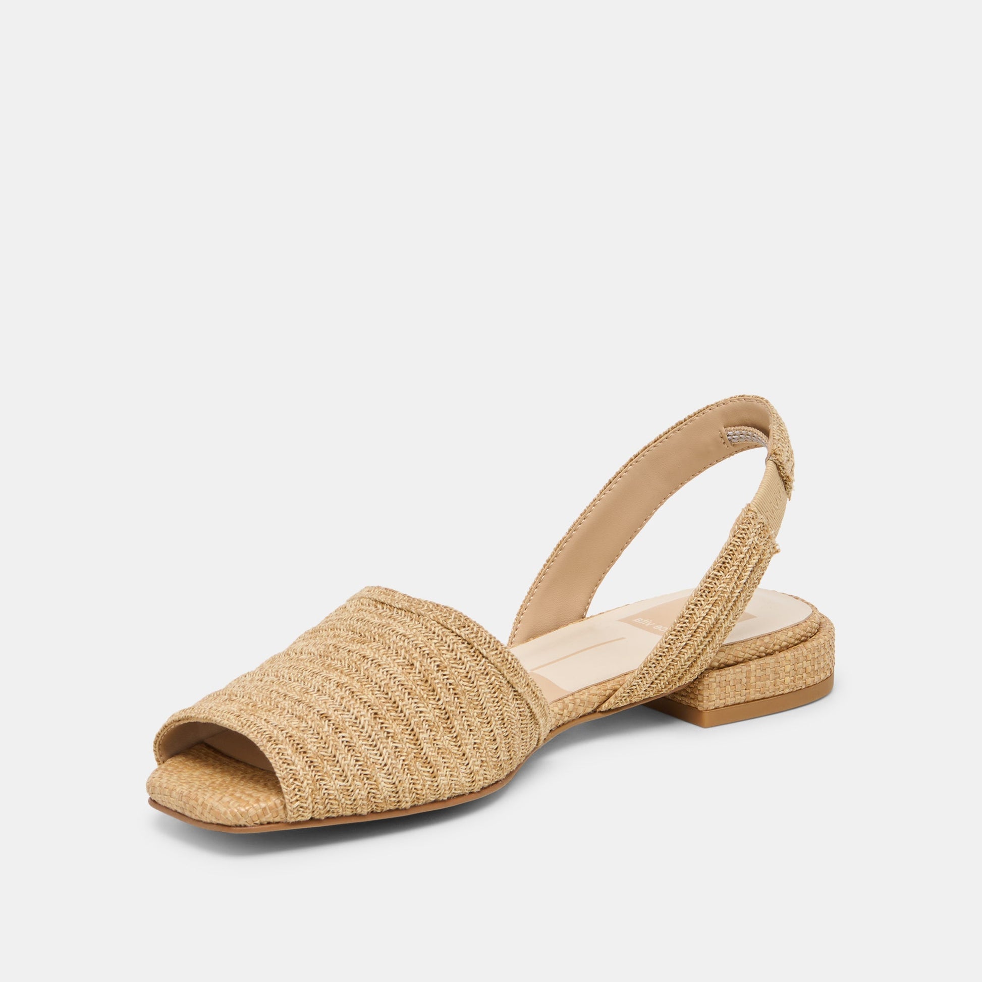 MARZY Natural Raffia Slingback Peep-Toe Sandals