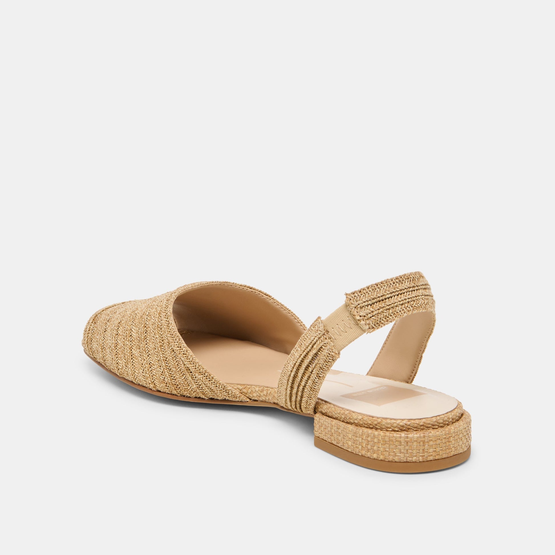 MARZY Natural Raffia Slingback Peep-Toe Sandals