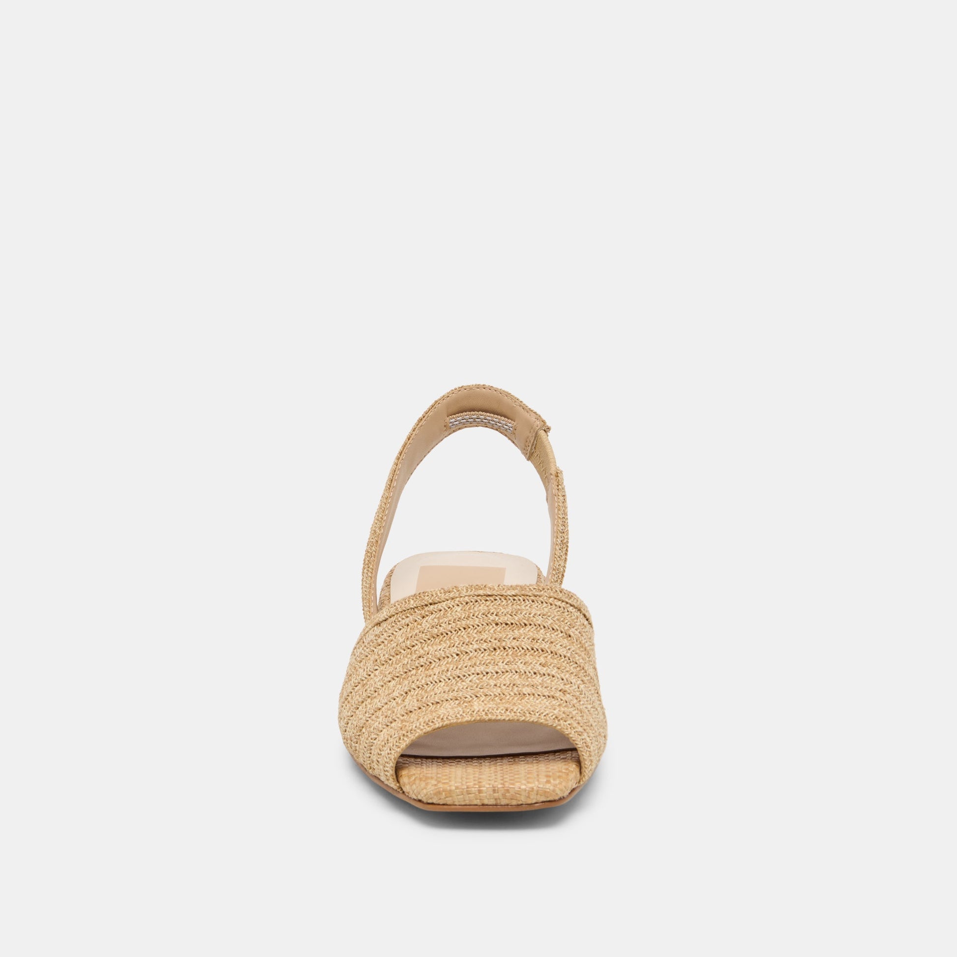 MARZY Natural Raffia Slingback Peep-Toe Sandals