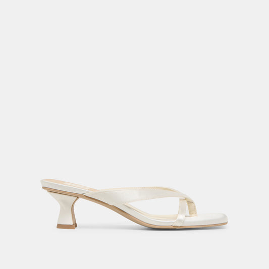 Brevel True White Satin Heels