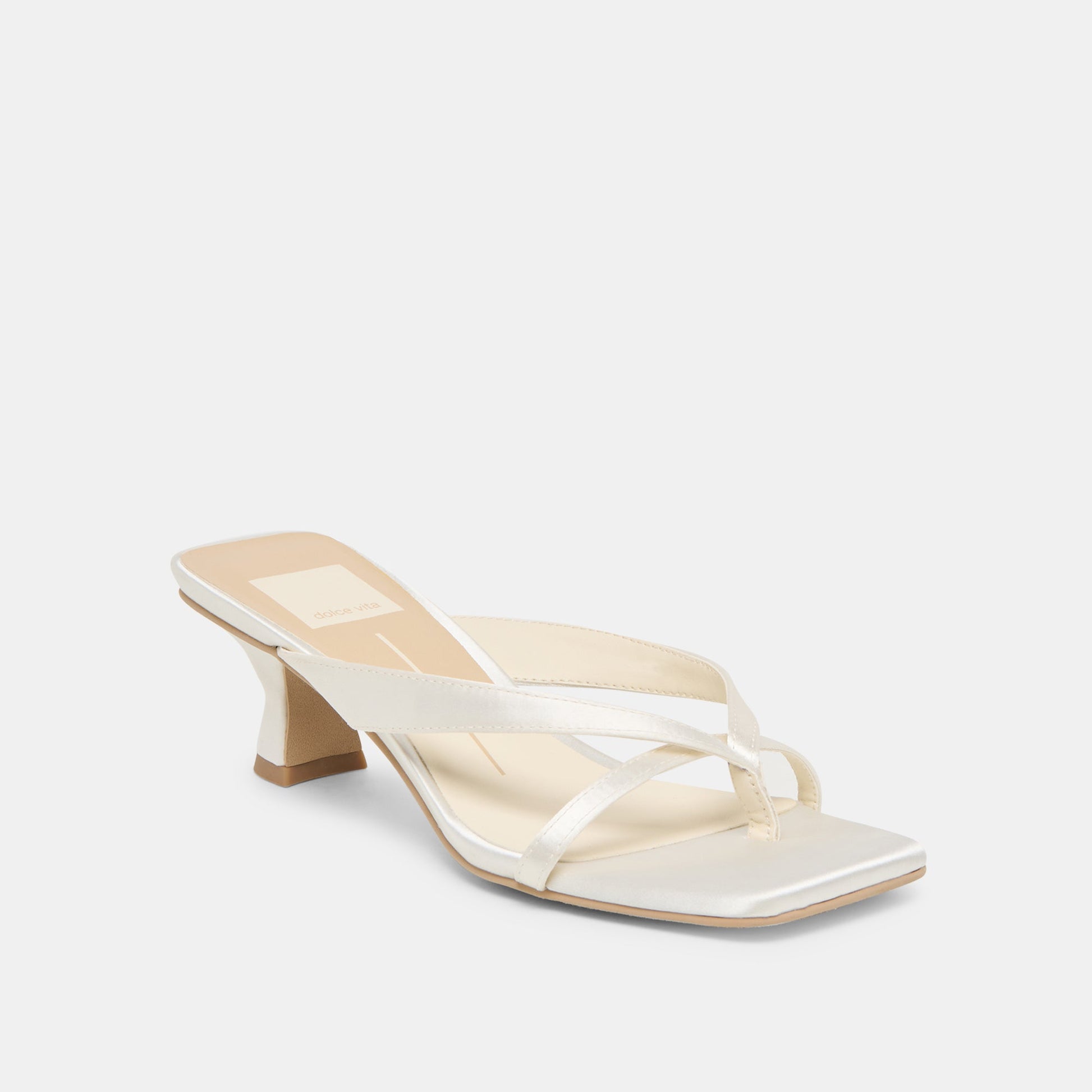 Brevel True White Satin Heels