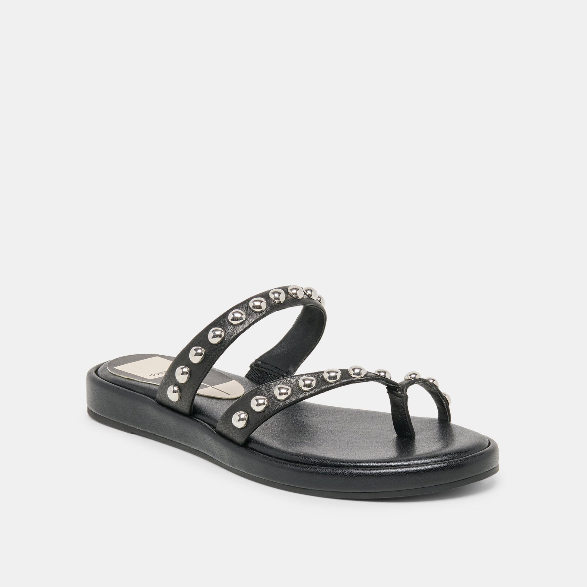 Amary Stud Black Leather Sandals
