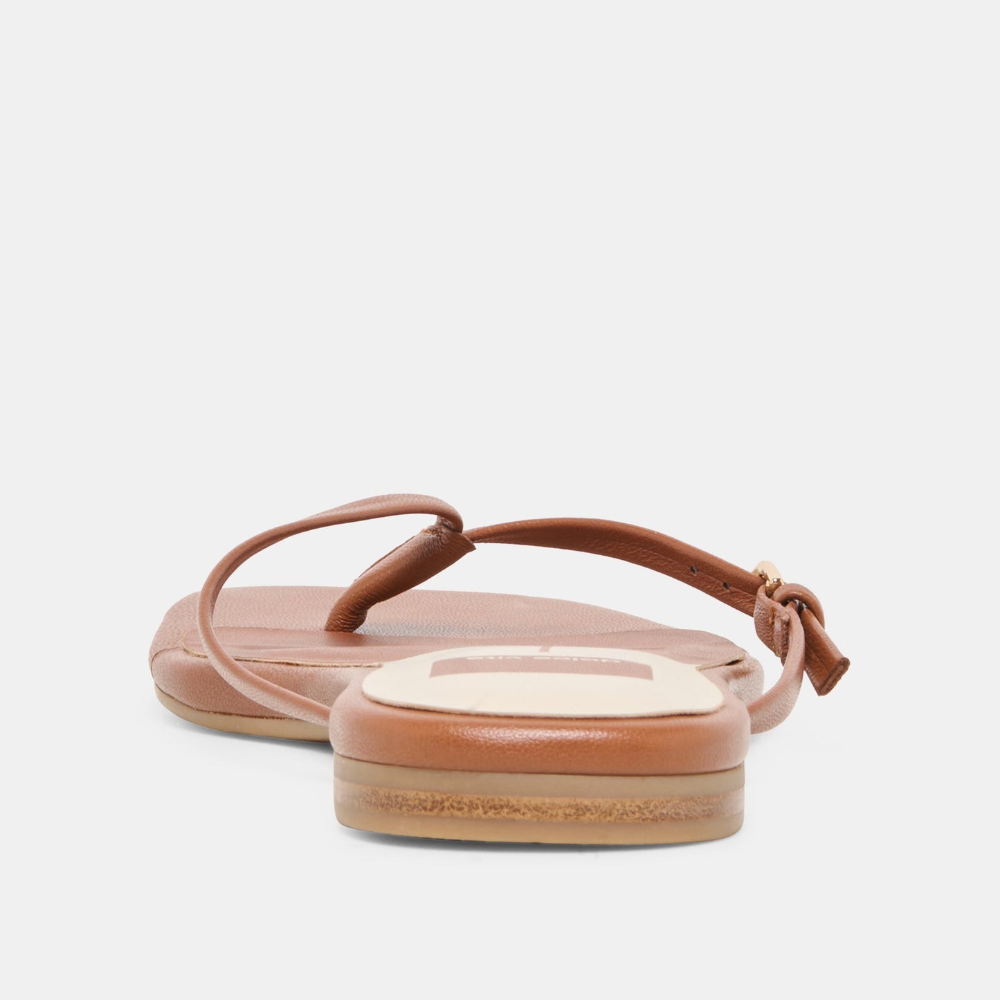 MALTA Cognac Leather Buckle Flip-Flop Sandals