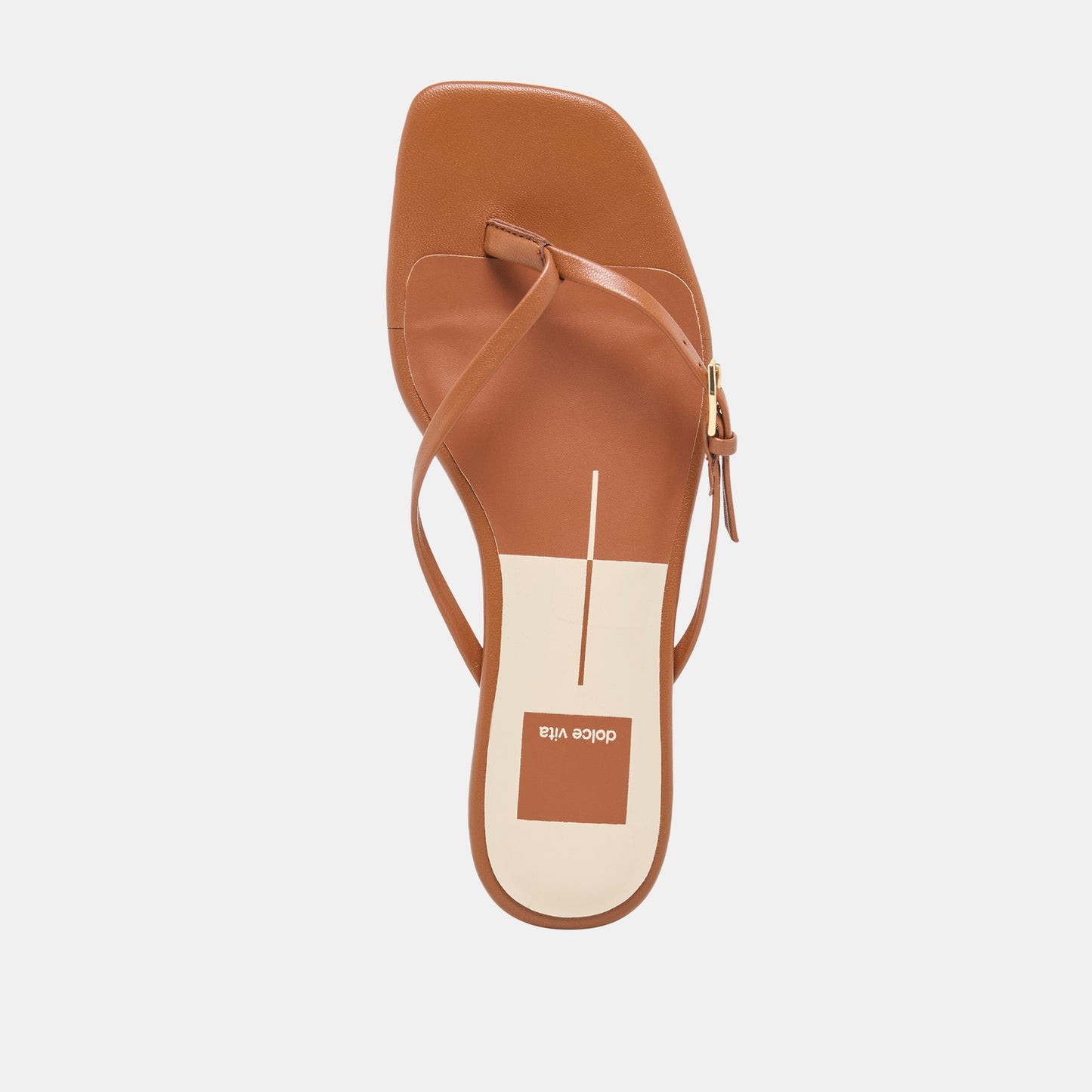 MALTA Cognac Leather Buckle Flip-Flop Sandals
