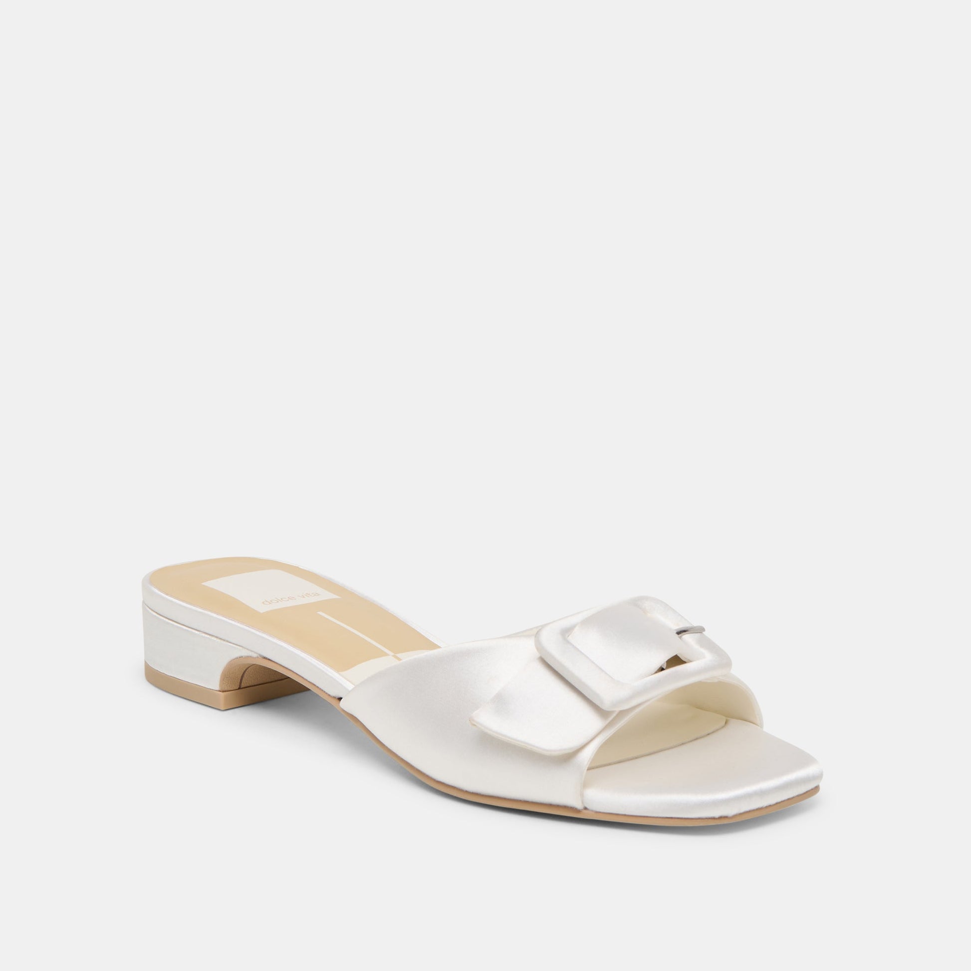Edina True White Satin Sandals