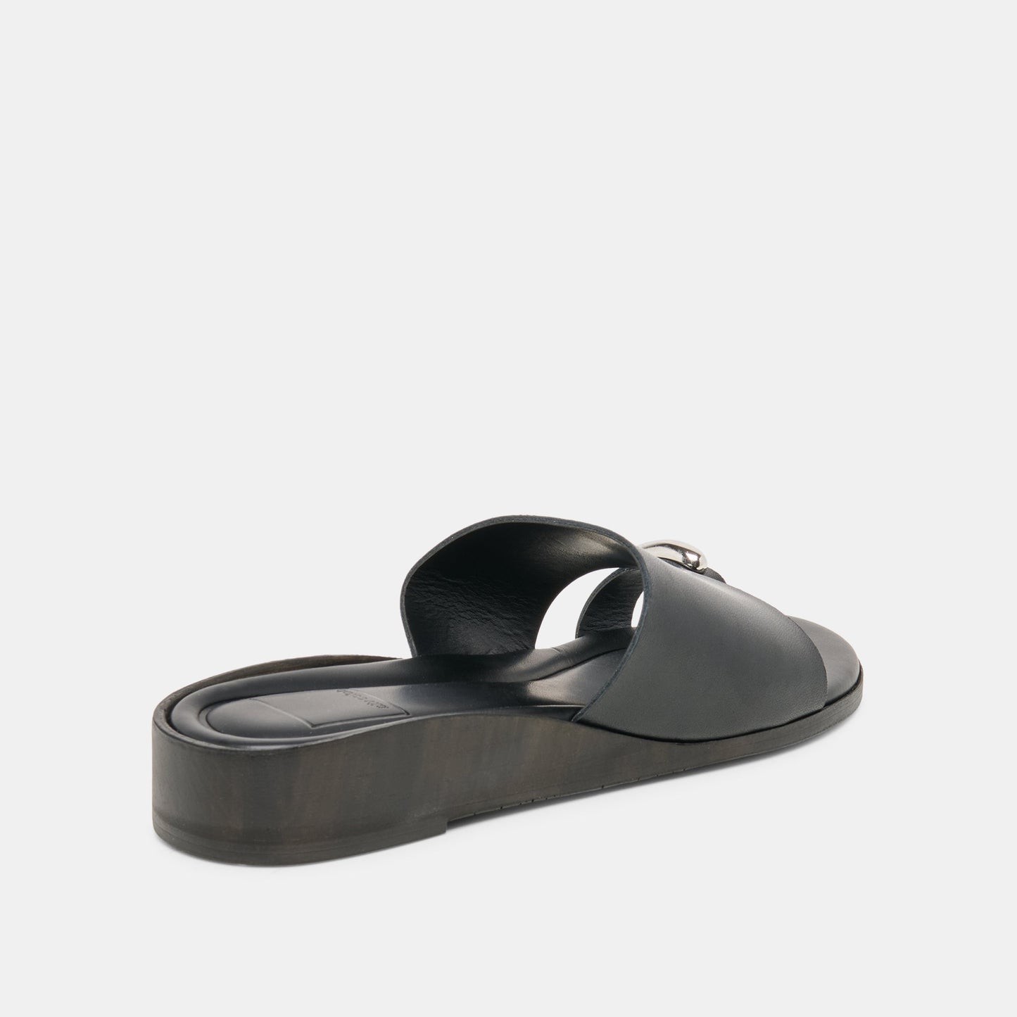 MOXY Black Leather Metal Detail Open-Toe Sandals