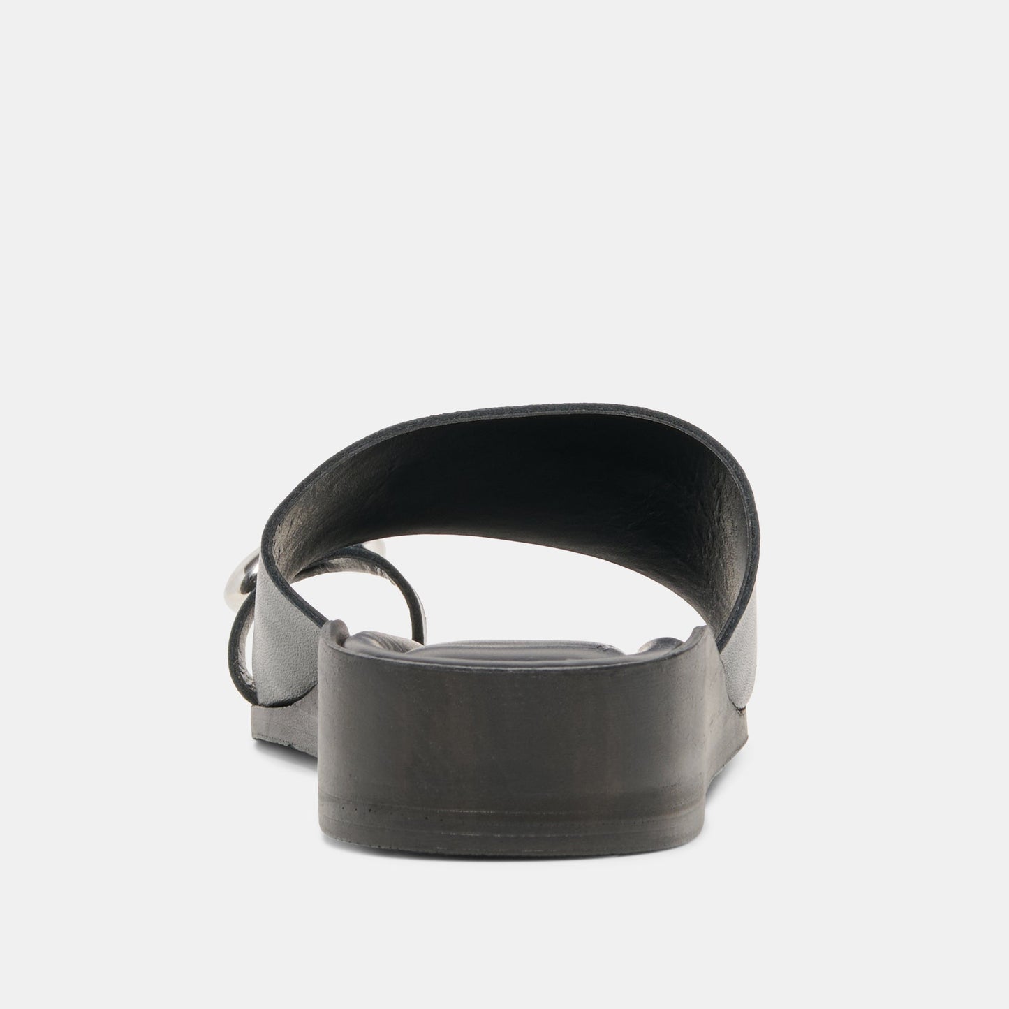 MOXY Black Leather Metal Detail Open-Toe Sandals