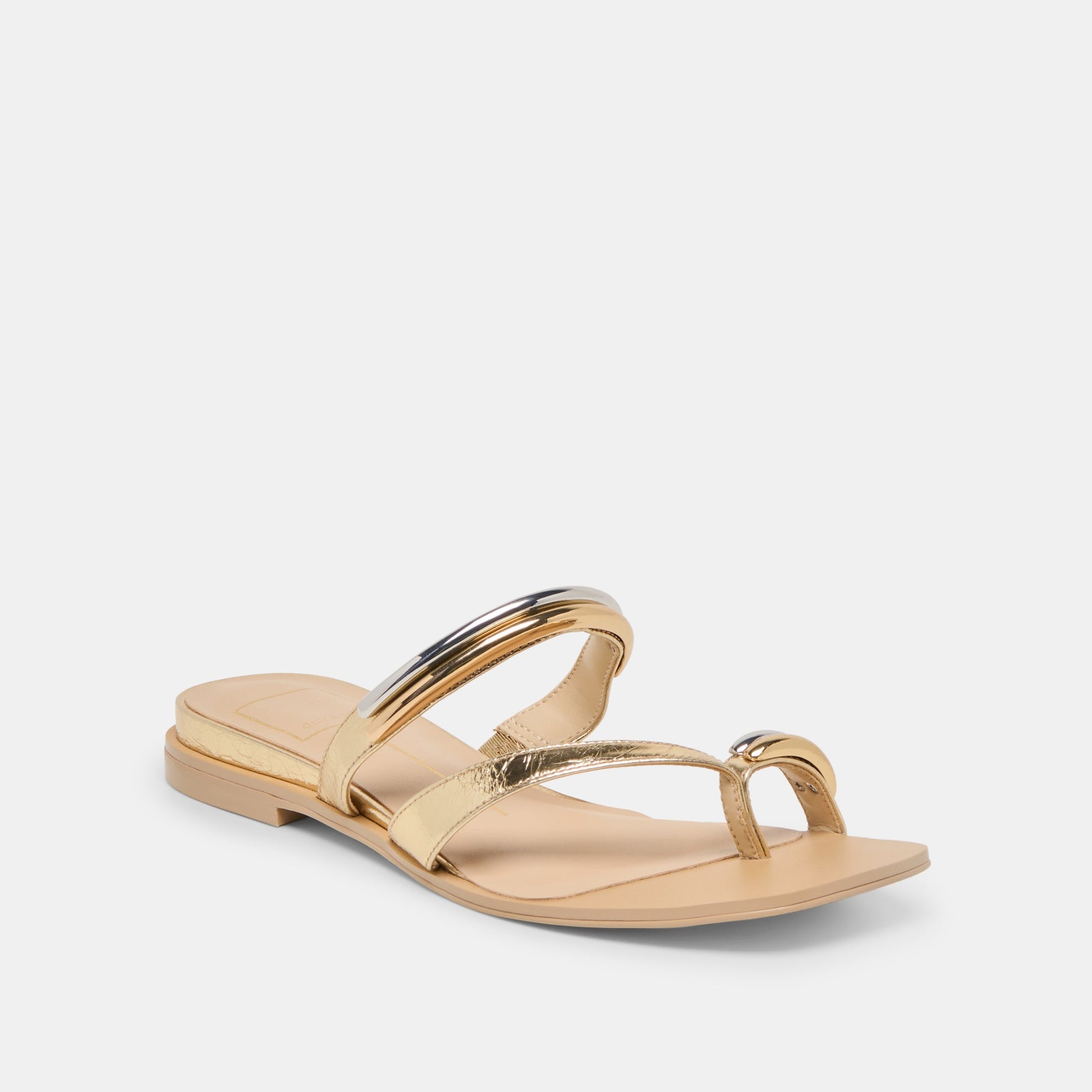 Tarina Gold Leather Sandals