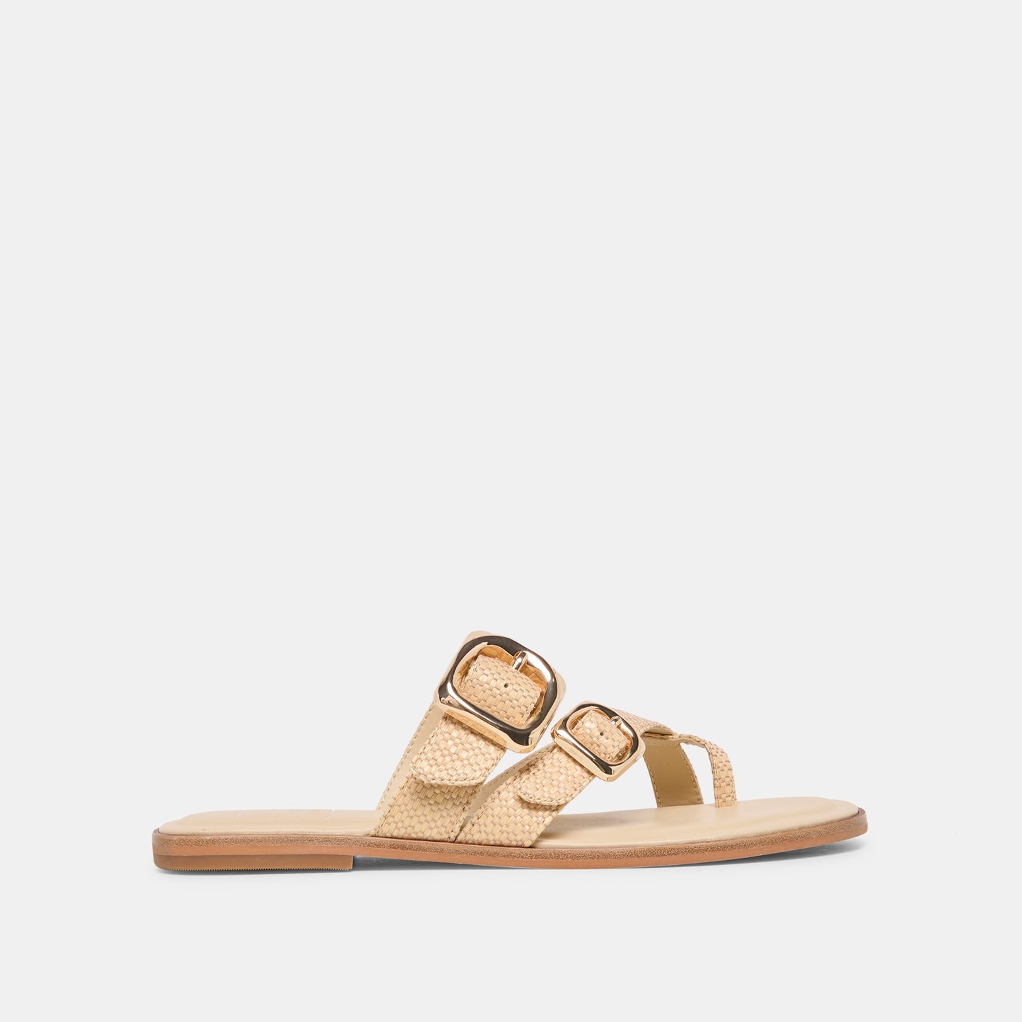 SHORE Sand Raffia Flip-Flop Buckled Sandals