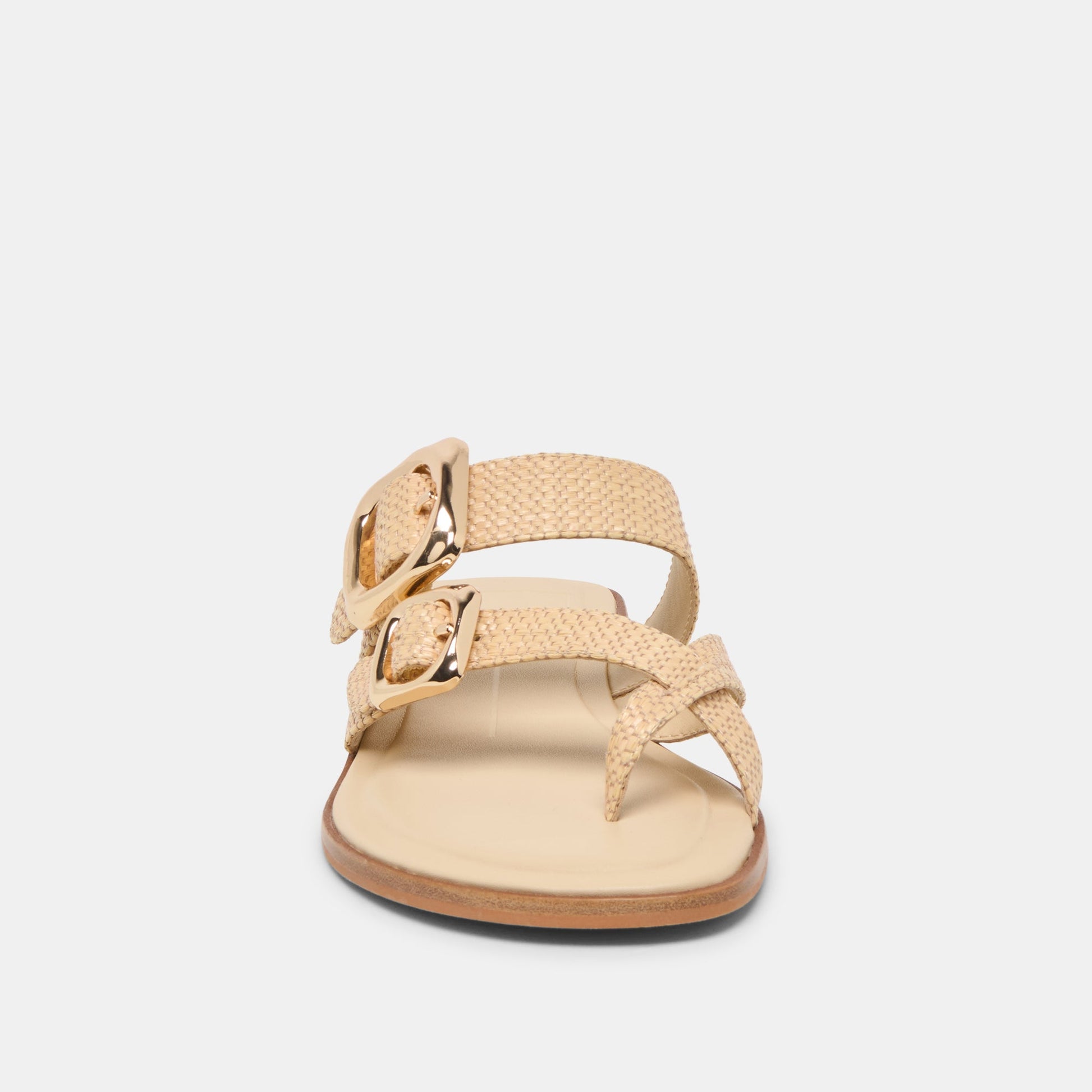 SHORE Sand Raffia Flip-Flop Buckled Sandals