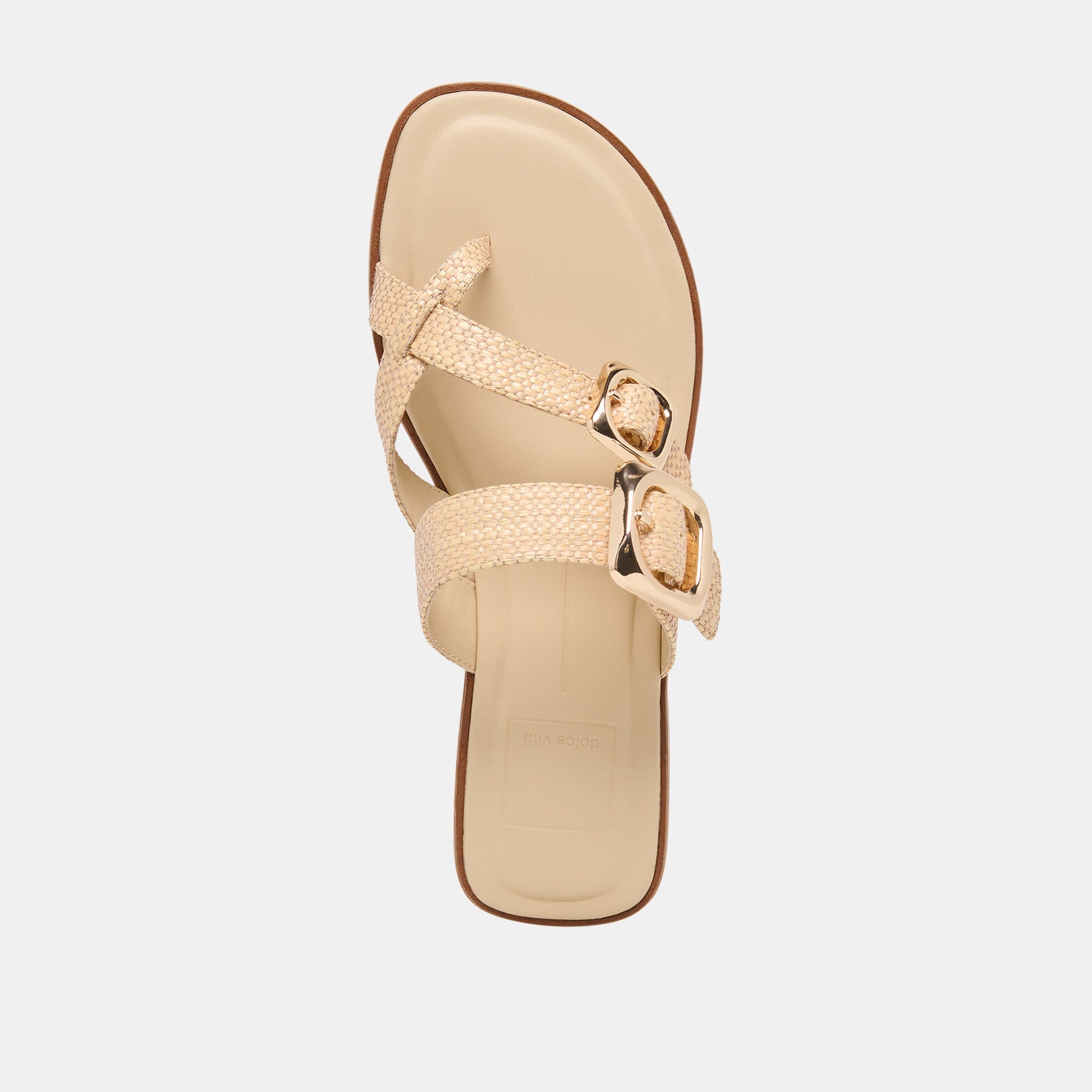 SHORE Sand Raffia Flip-Flop Buckled Sandals