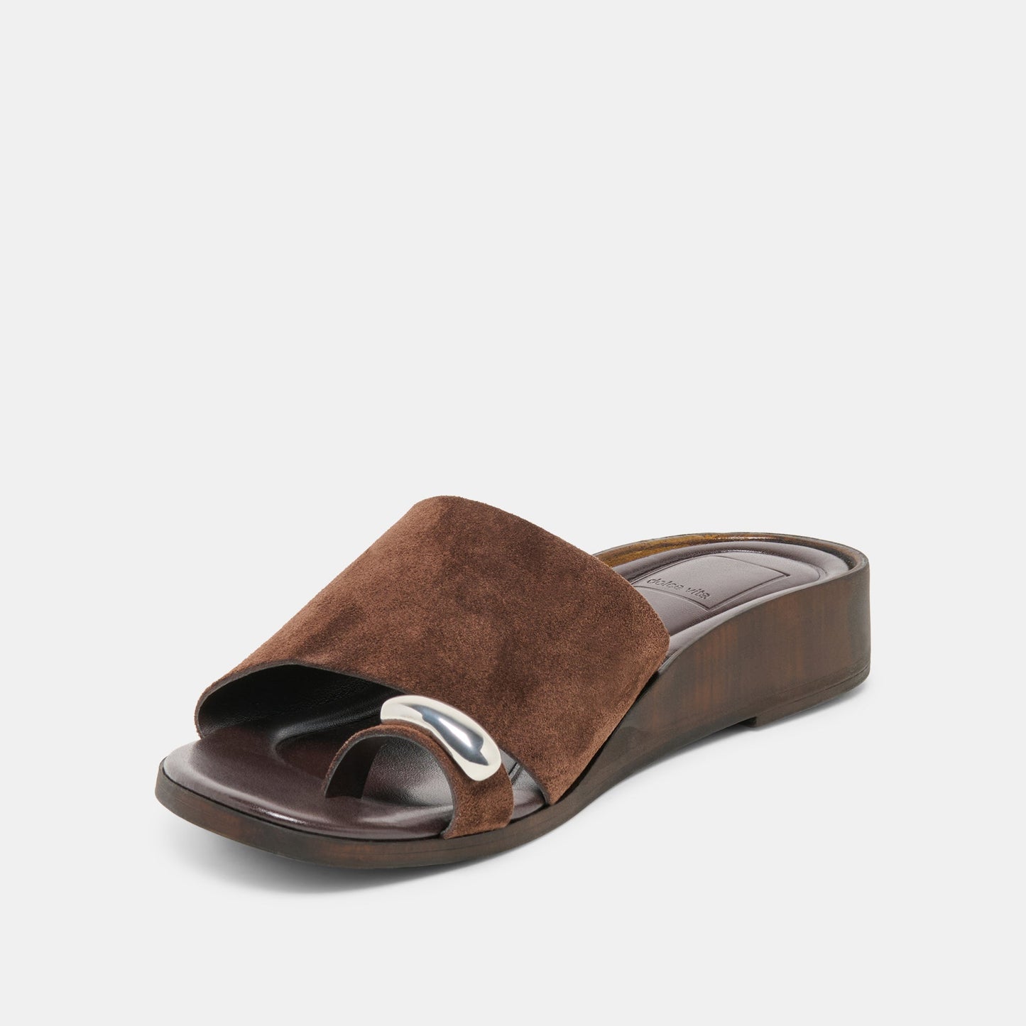MOXY Dk Brown Suede Metal Detail Open-Toe Sandals