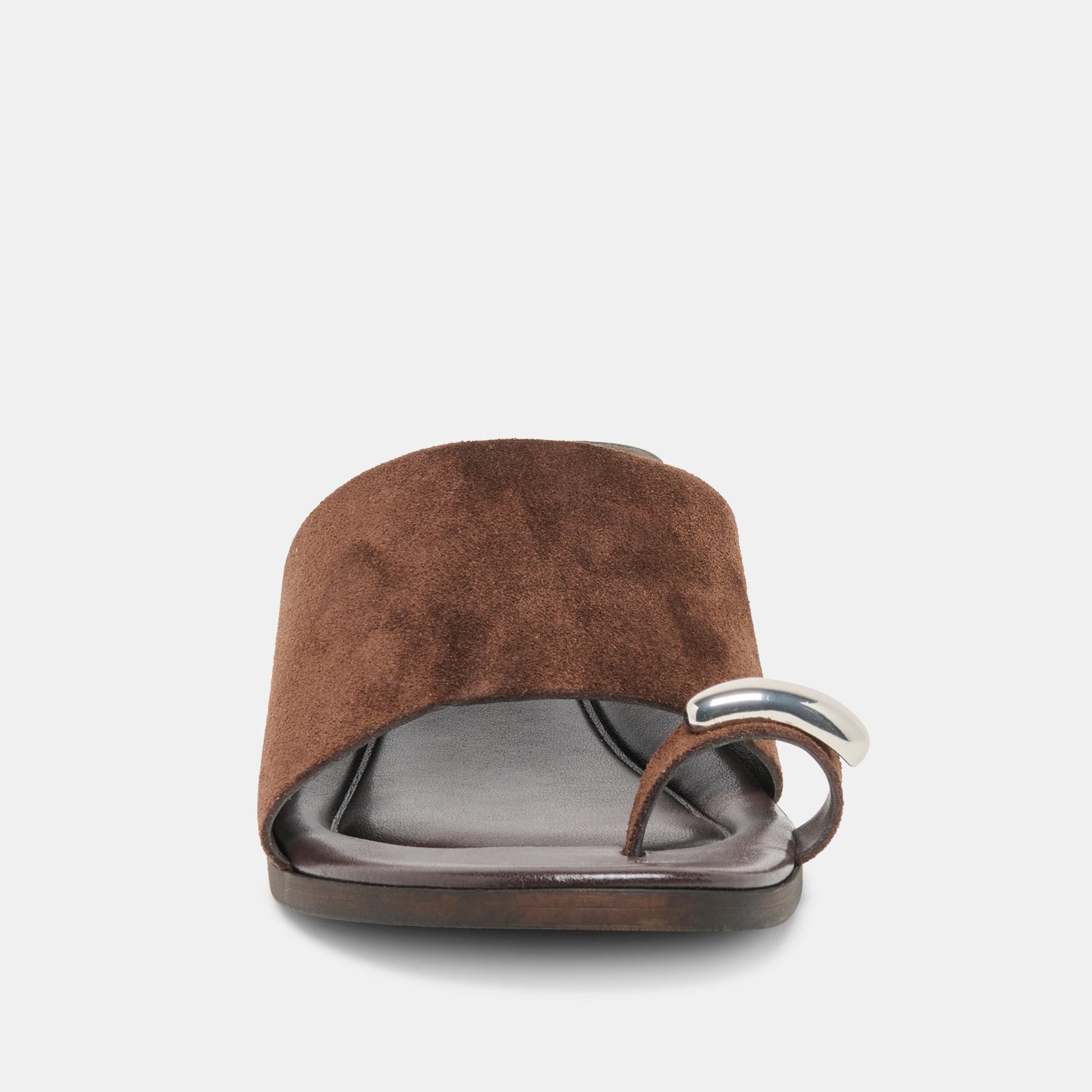 MOXY Dk Brown Suede Metal Detail Open-Toe Sandals
