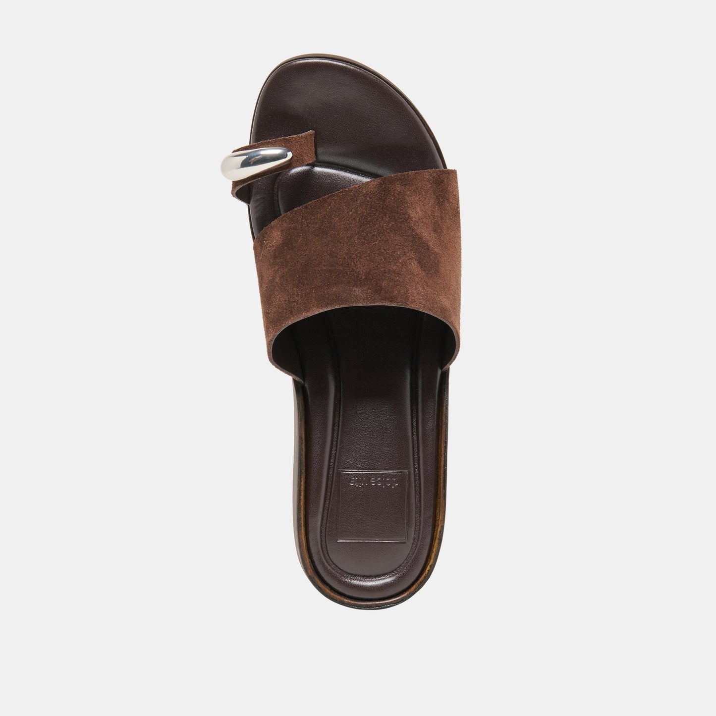 MOXY Dk Brown Suede Metal Detail Open-Toe Sandals