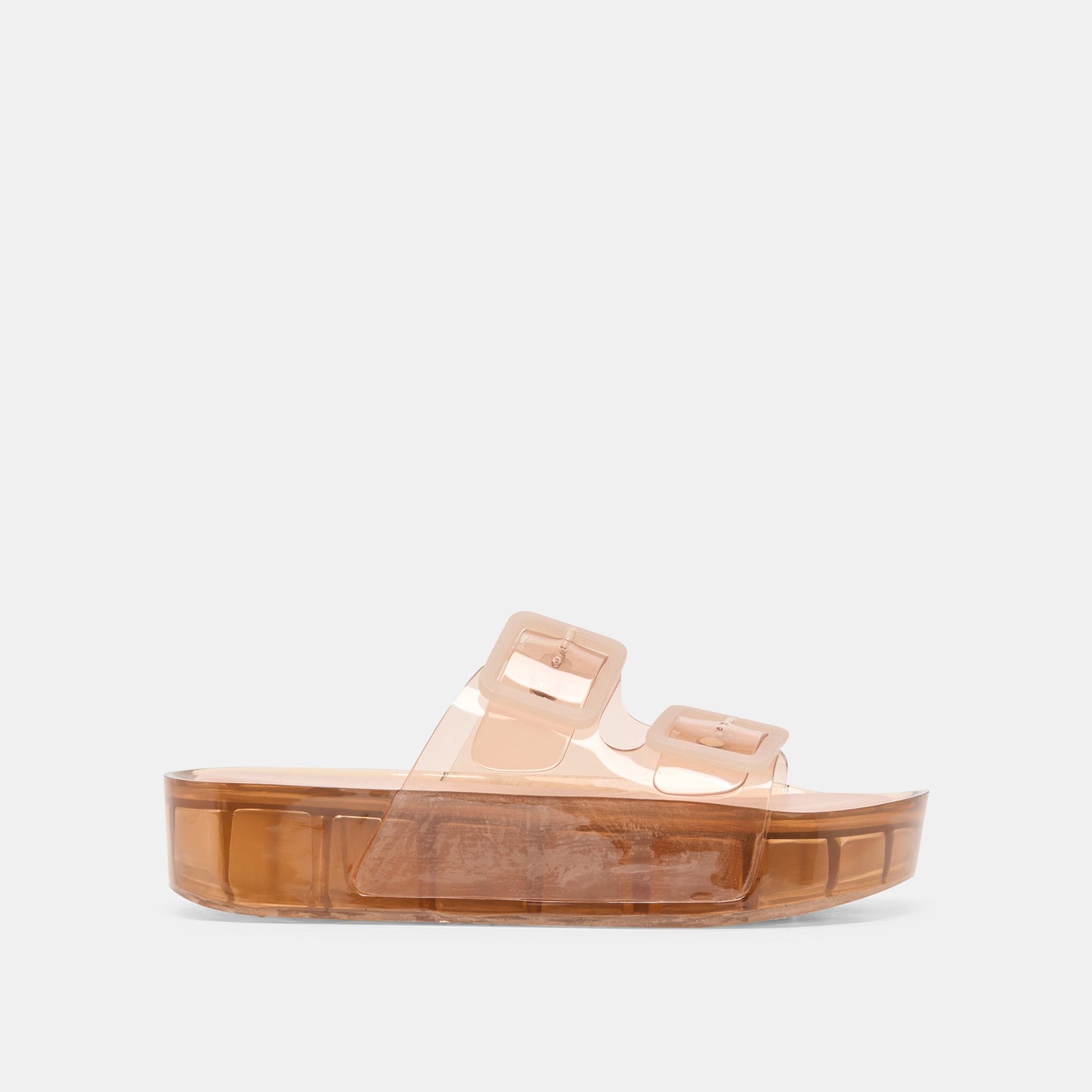 JULIO X Mocha Vinyl Jelly Platform Sandals