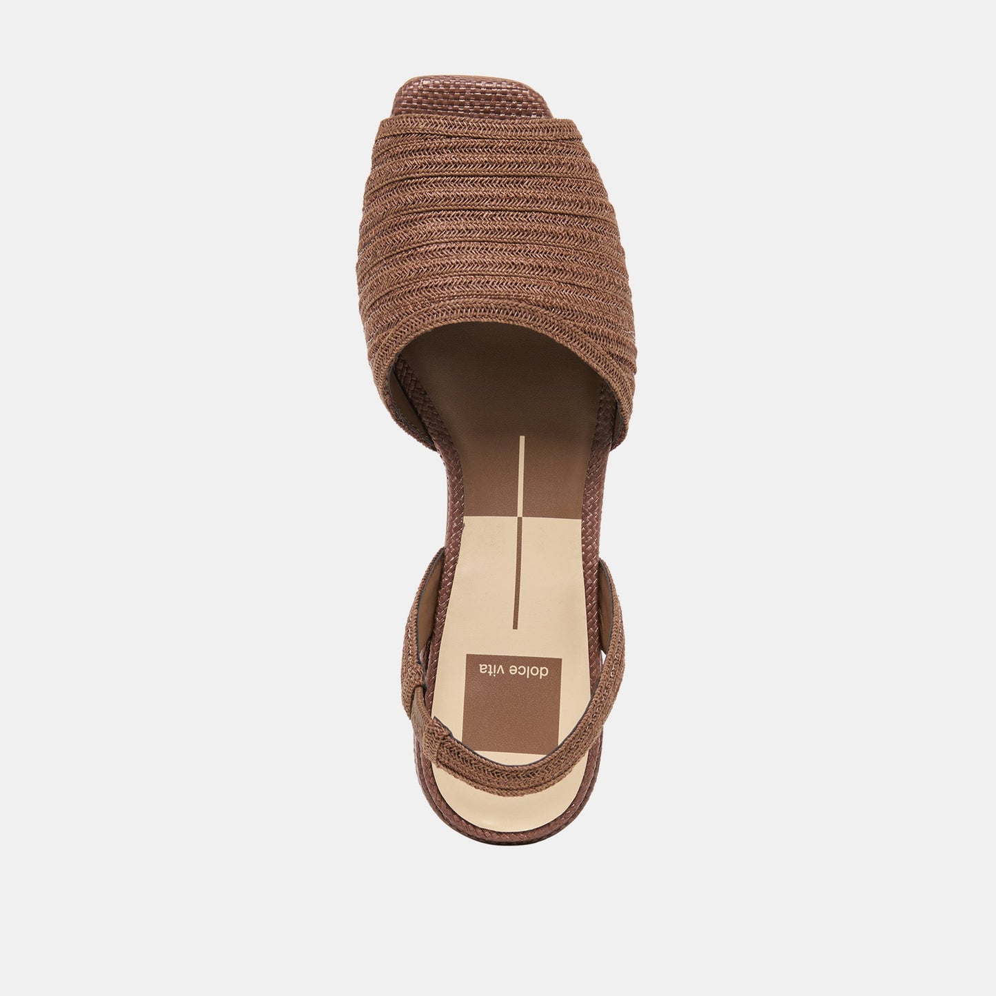 MARZY Cocoa Raffia Slingback Peep-Toe Sandals