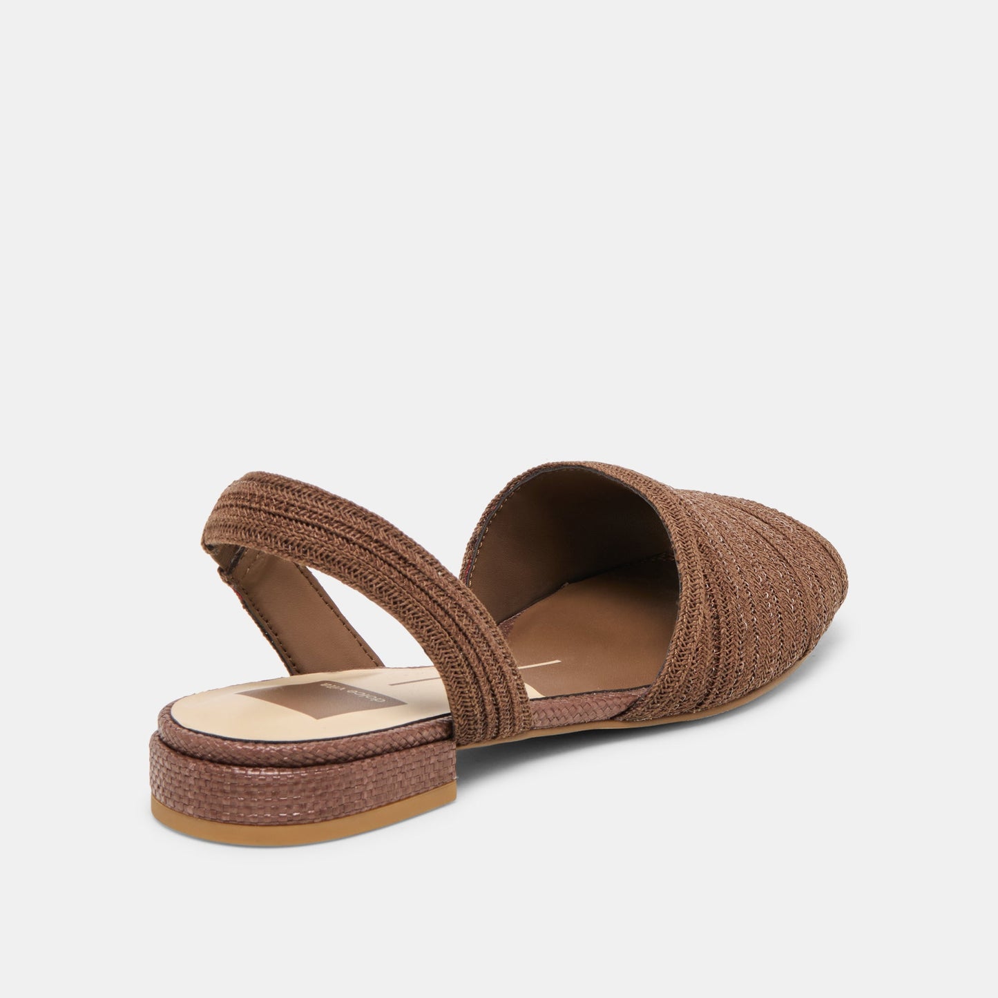 MARZY Cocoa Raffia Slingback Peep-Toe Sandals