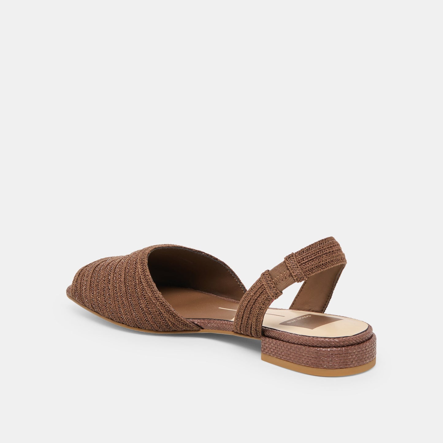 MARZY Cocoa Raffia Slingback Peep-Toe Sandals