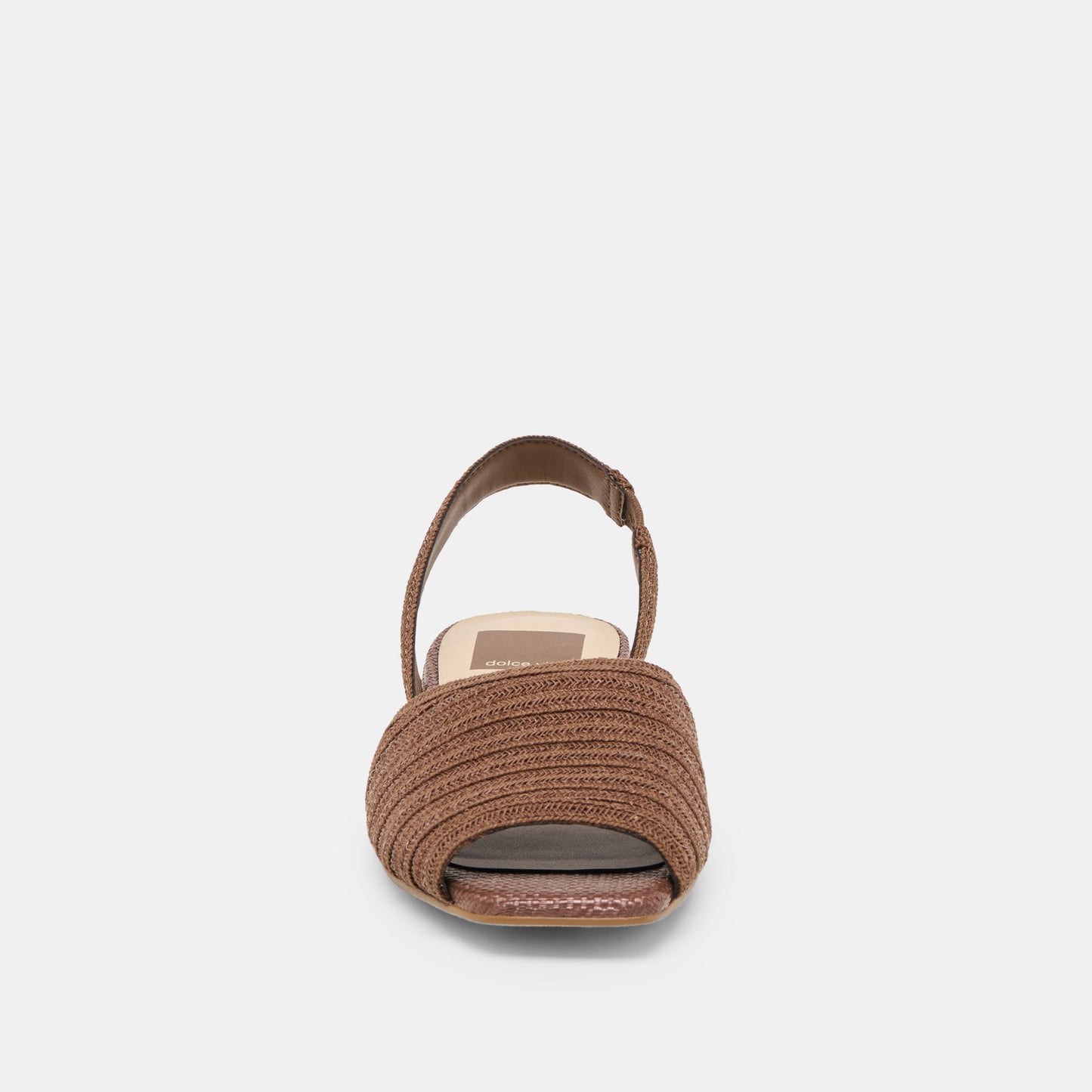 MARZY Cocoa Raffia Slingback Peep-Toe Sandals