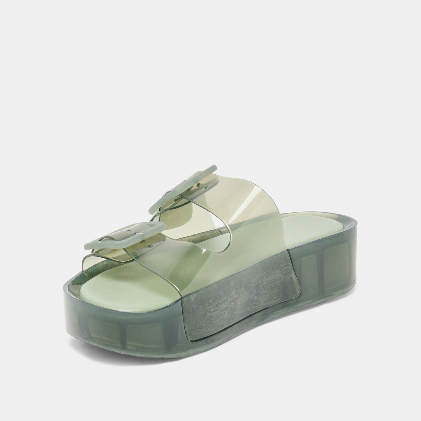 JULIO X Olive Vinyl Jelly Platform Sandals