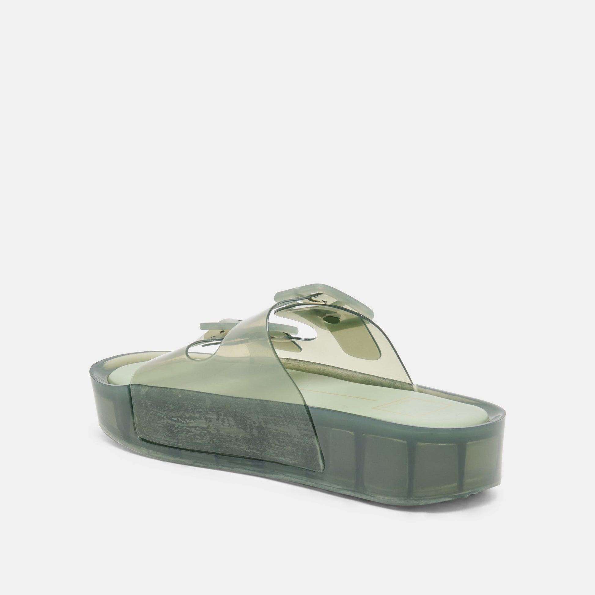JULIO X Olive Vinyl Jelly Platform Sandals