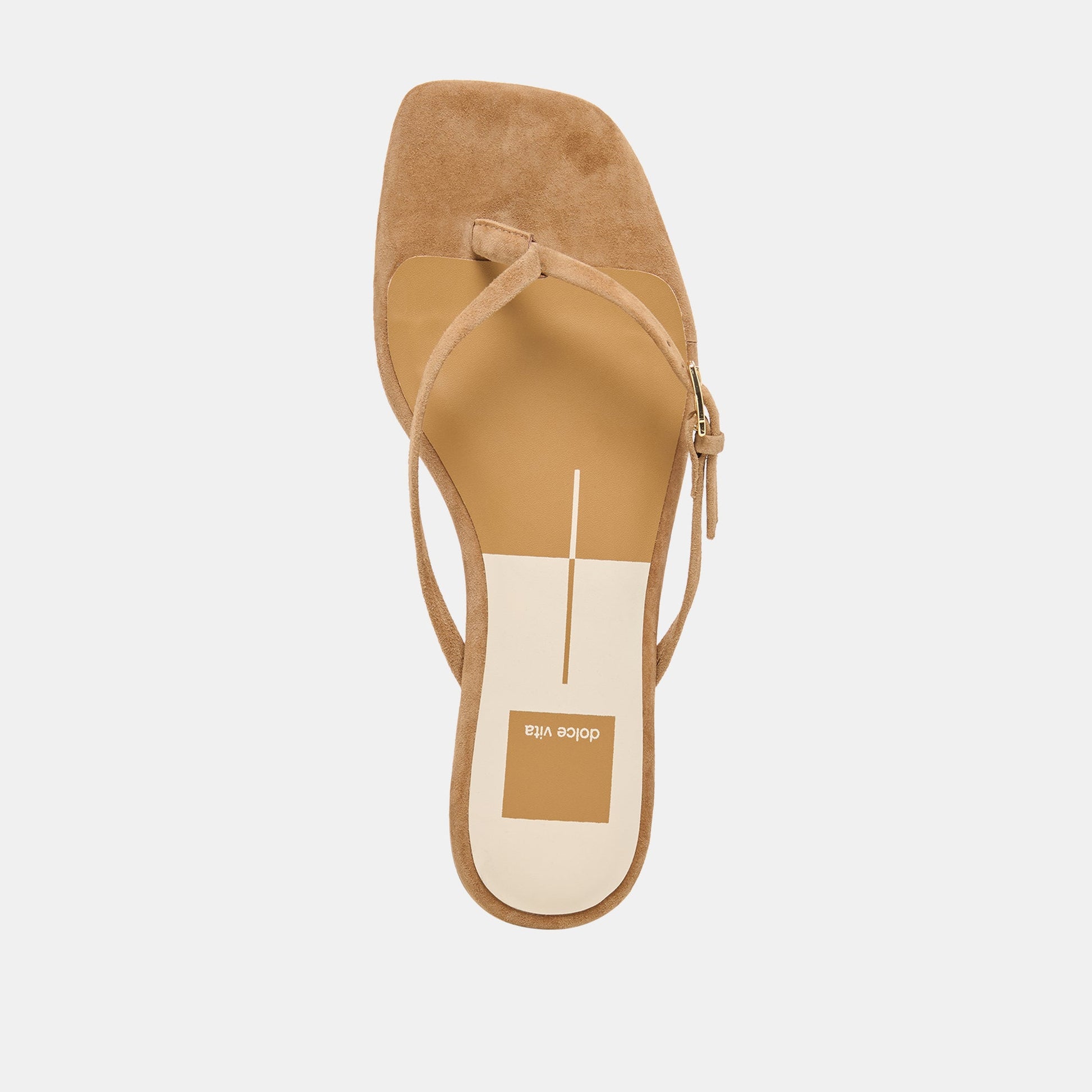 MALTA Lt Brown Suede Buckle Flip-Flop Sandals