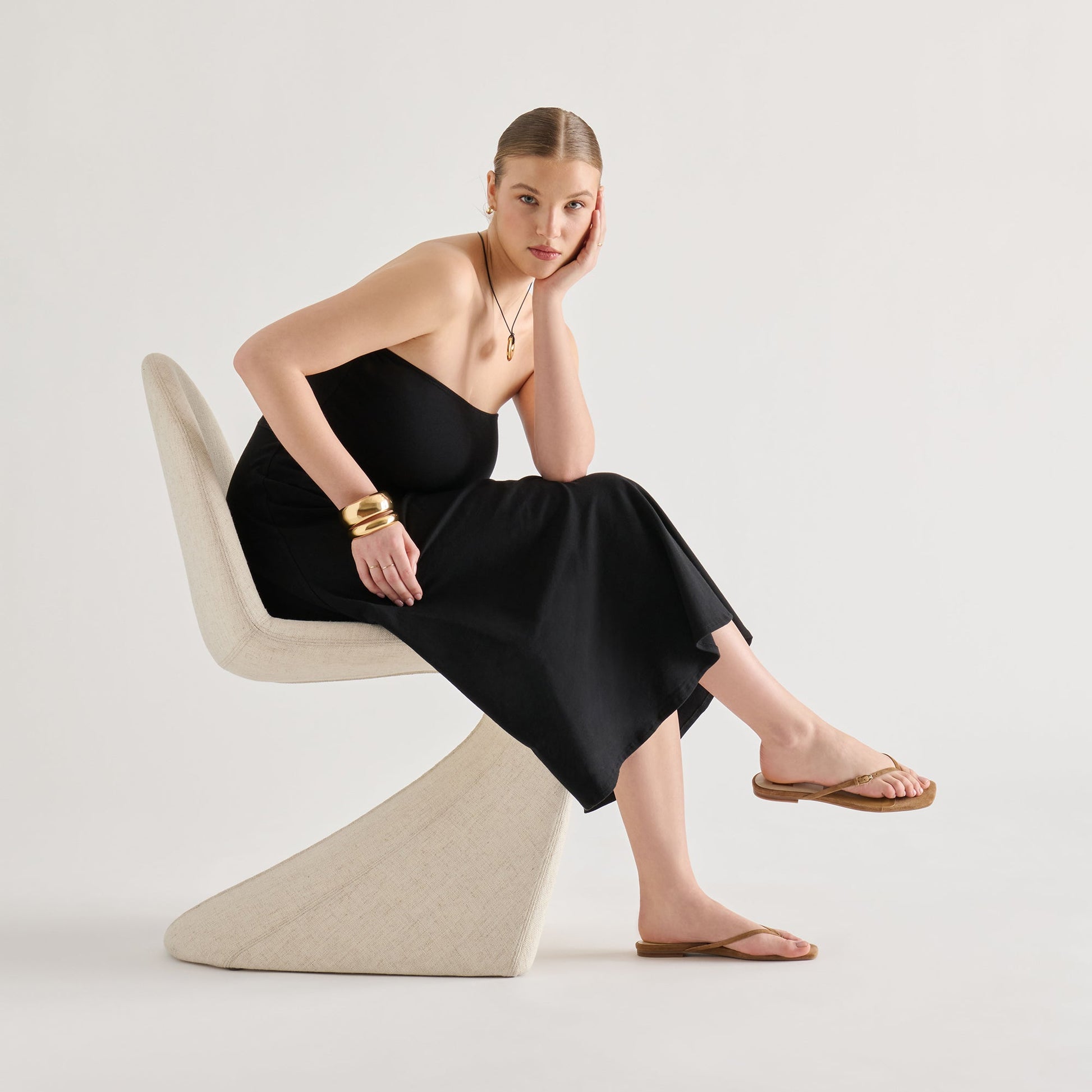 MALTA Lt Brown Suede Buckle Flip-Flop Sandals