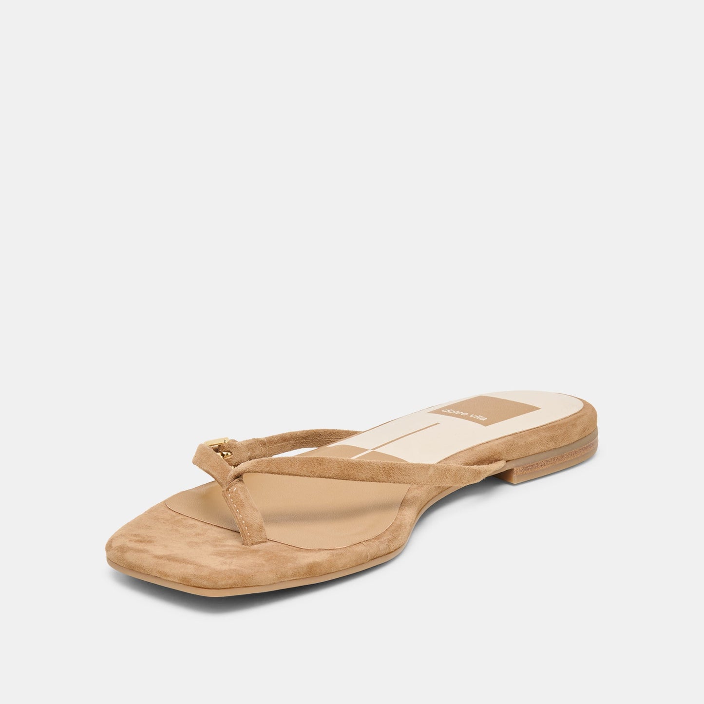MALTA Lt Brown Suede Buckle Flip-Flop Sandals