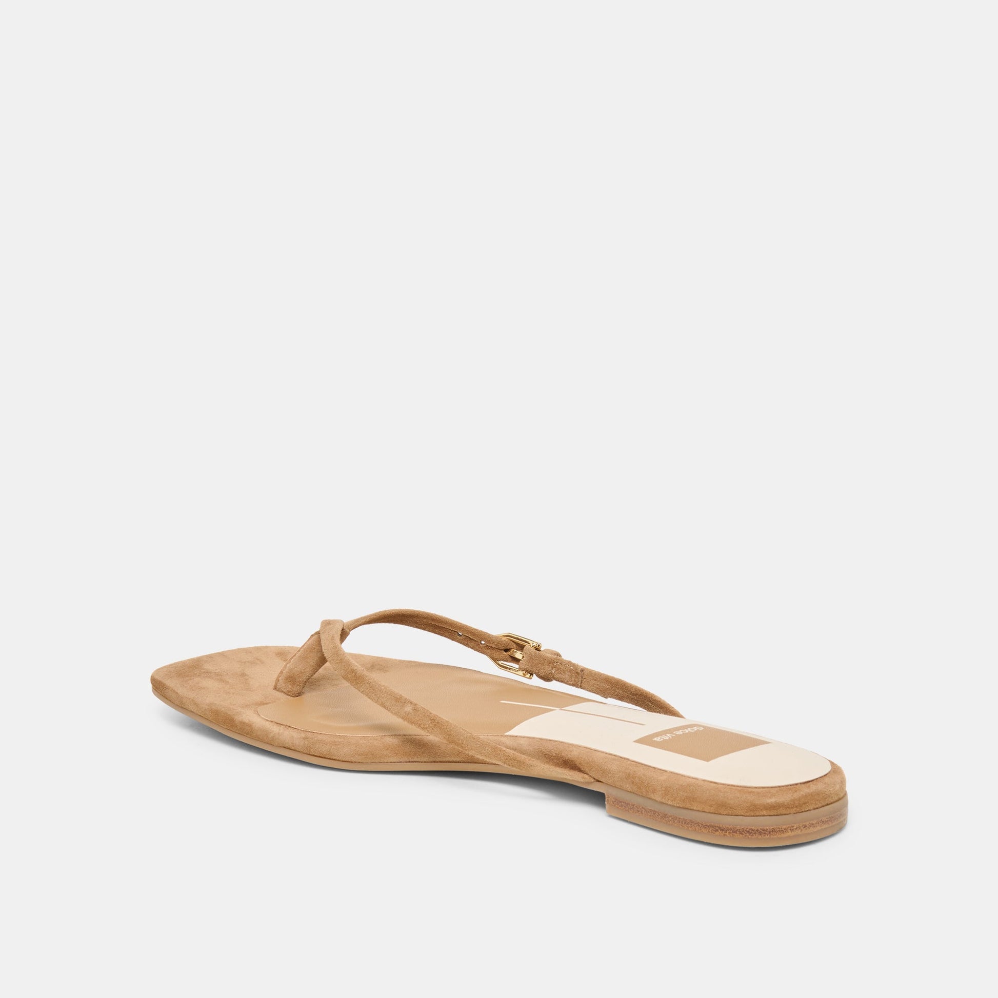 MALTA Lt Brown Suede Buckle Flip-Flop Sandals