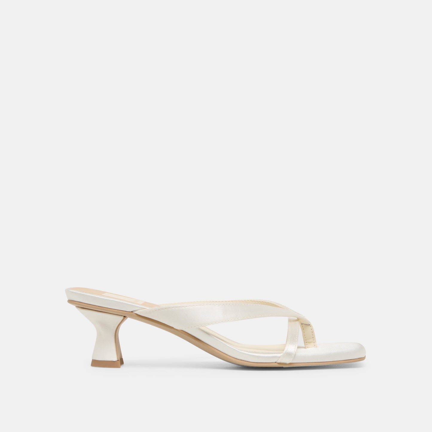 Brevel Wide True White Satin Heels