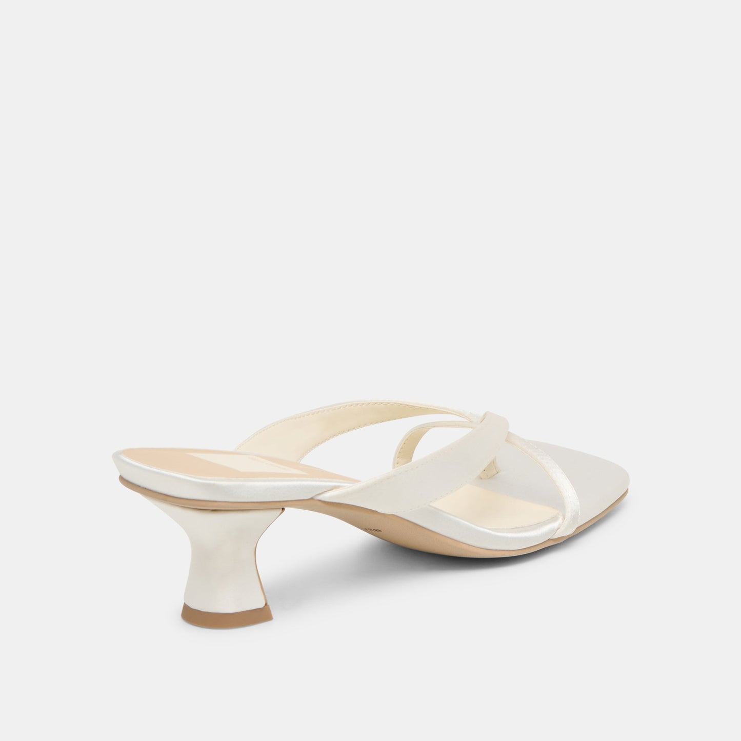 Brevel Wide True White Satin Heels