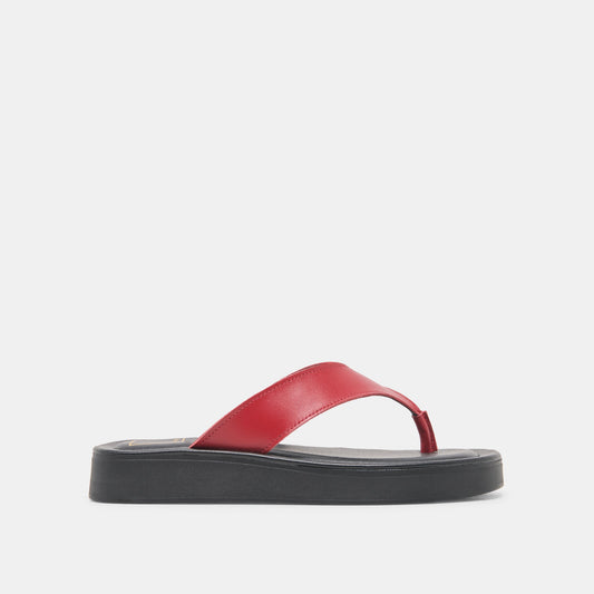 BLAYZE Red Leather Platform Flip-Flop Sandals