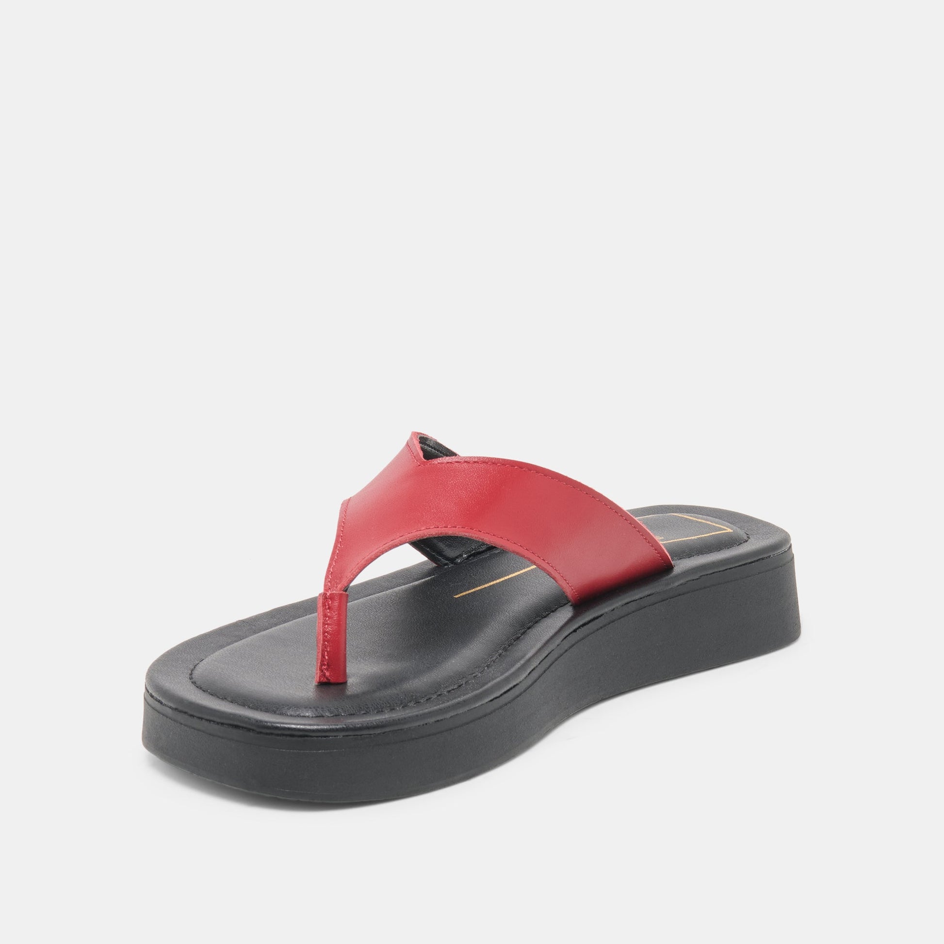 BLAYZE Red Leather Platform Flip-Flop Sandals