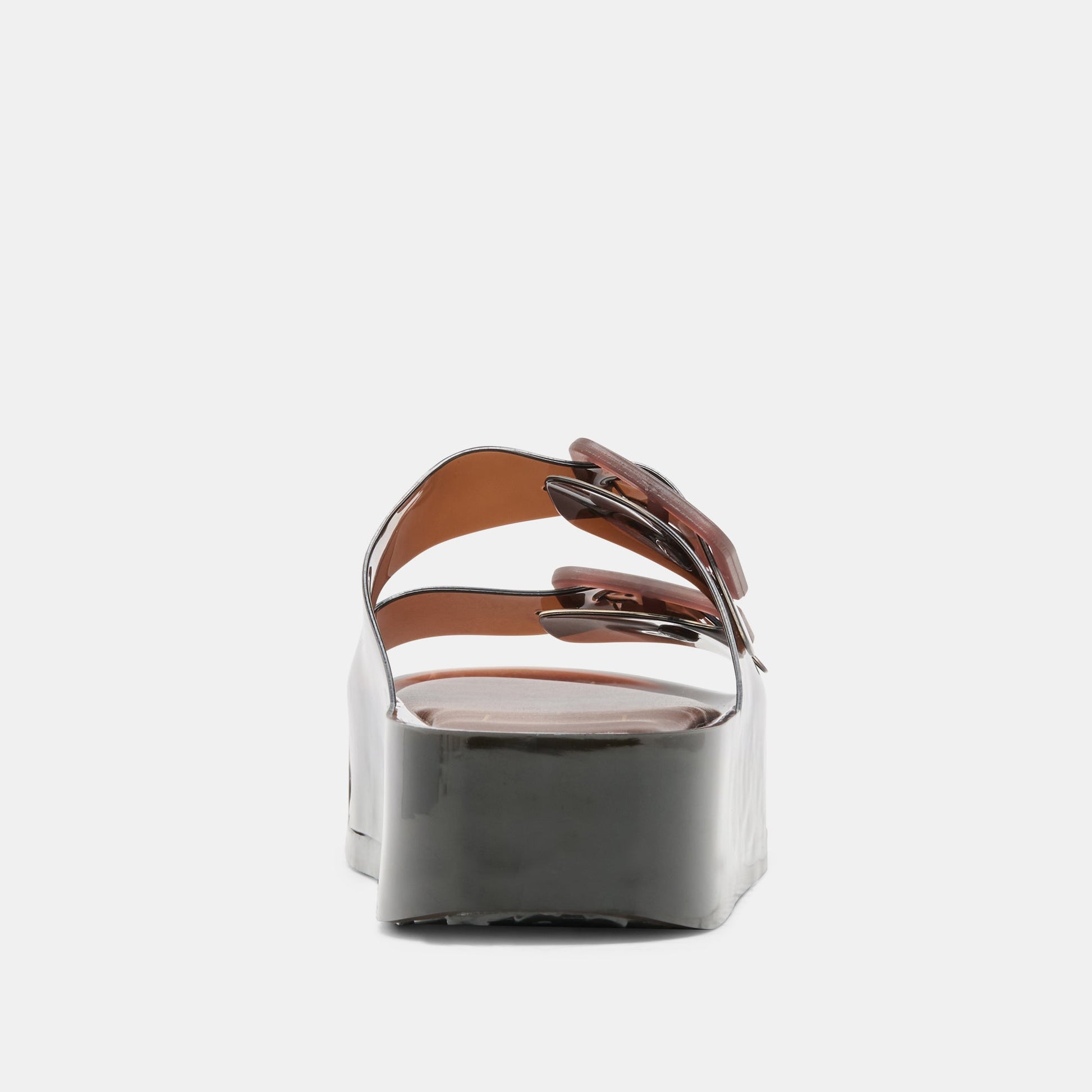 JULIO X Chocolate Vinyl Jelly Platform Sandals