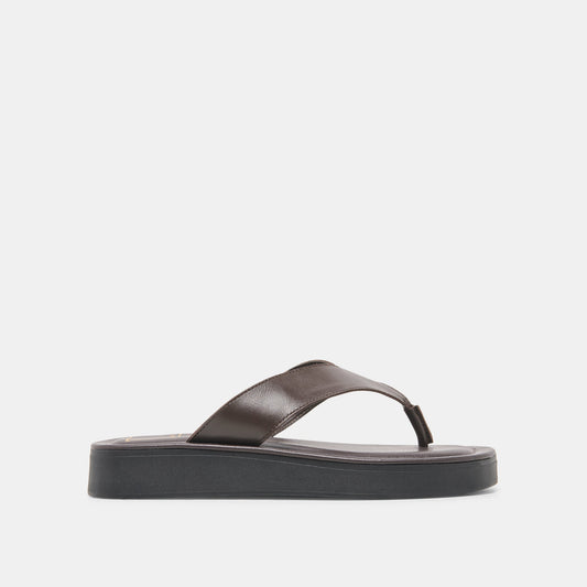 BLAYZE Dk Chocolate Leather Platform Flip-Flop Sandals