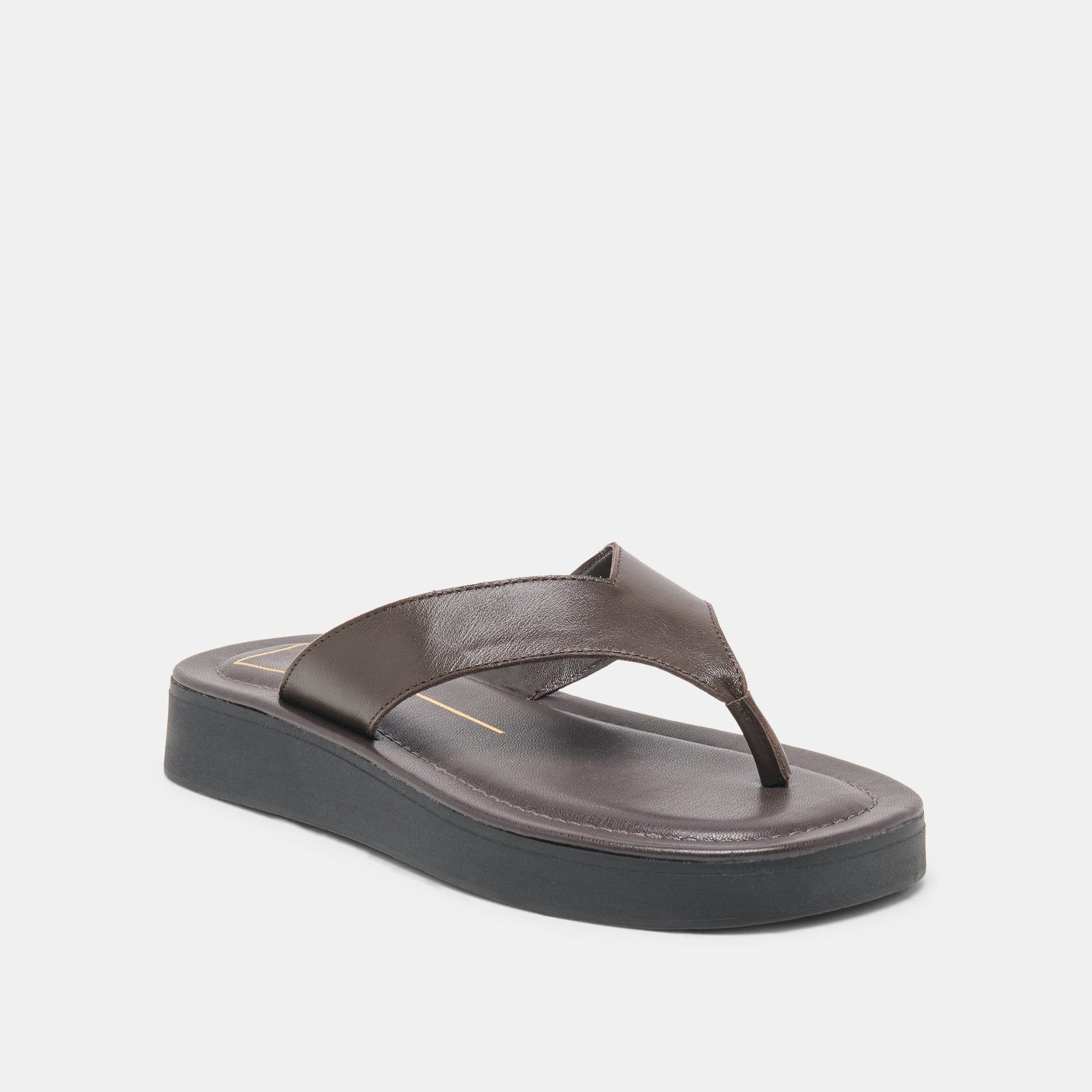 BLAYZE Dk Chocolate Leather Platform Flip-Flop Sandals