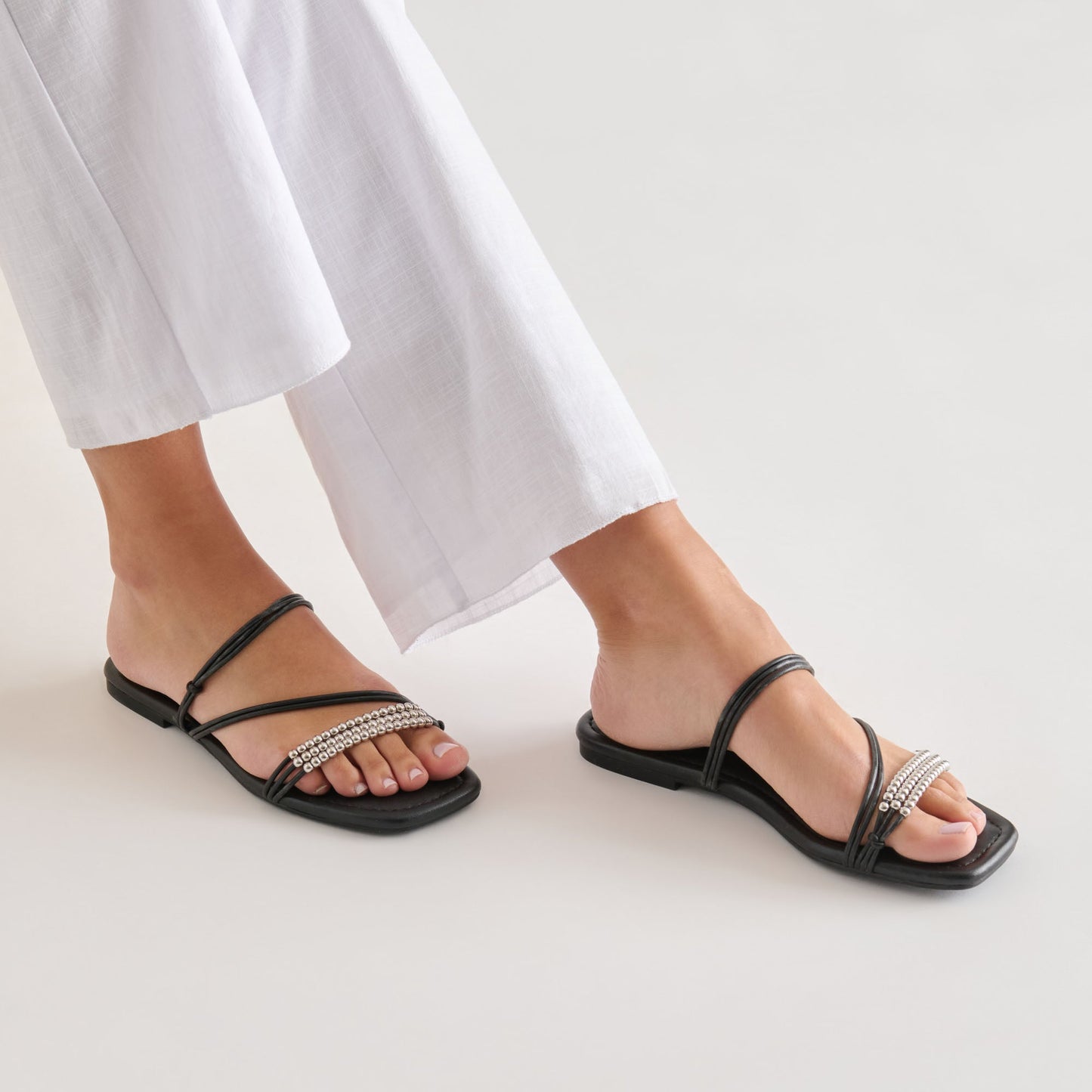LYNDEE BEAD Black Stella Strappy Open-Toe Sandals
