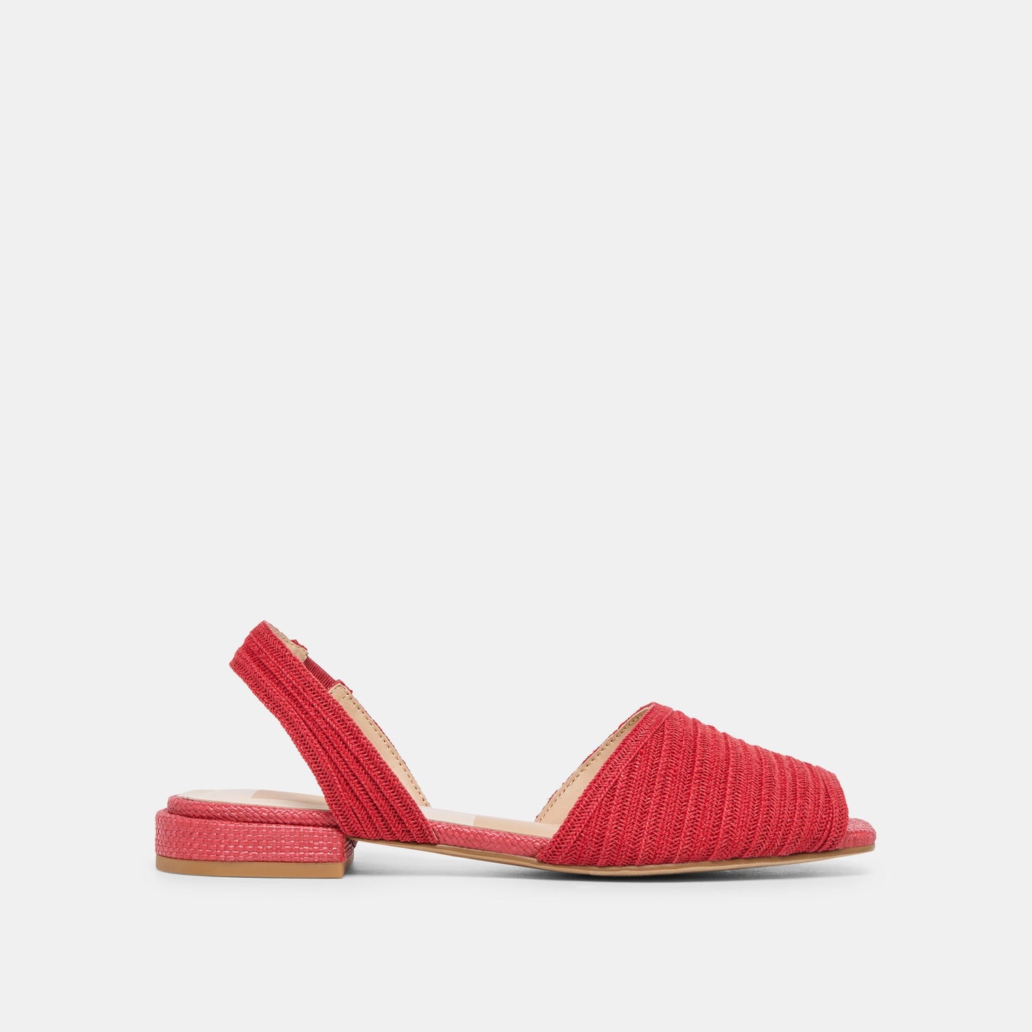 MARZY Red Raffia Slingback Peep-Toe Sandals