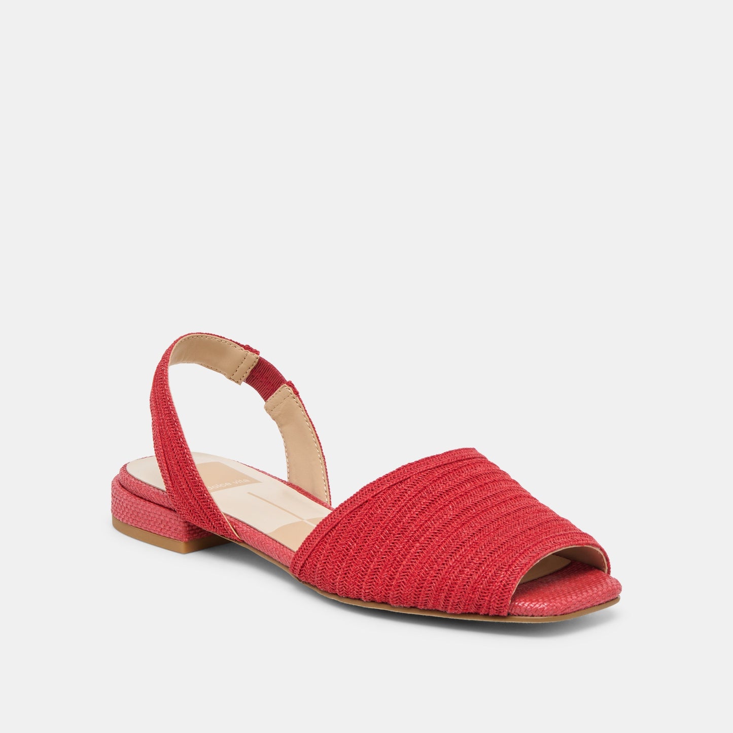 MARZY Red Raffia Slingback Peep-Toe Sandals