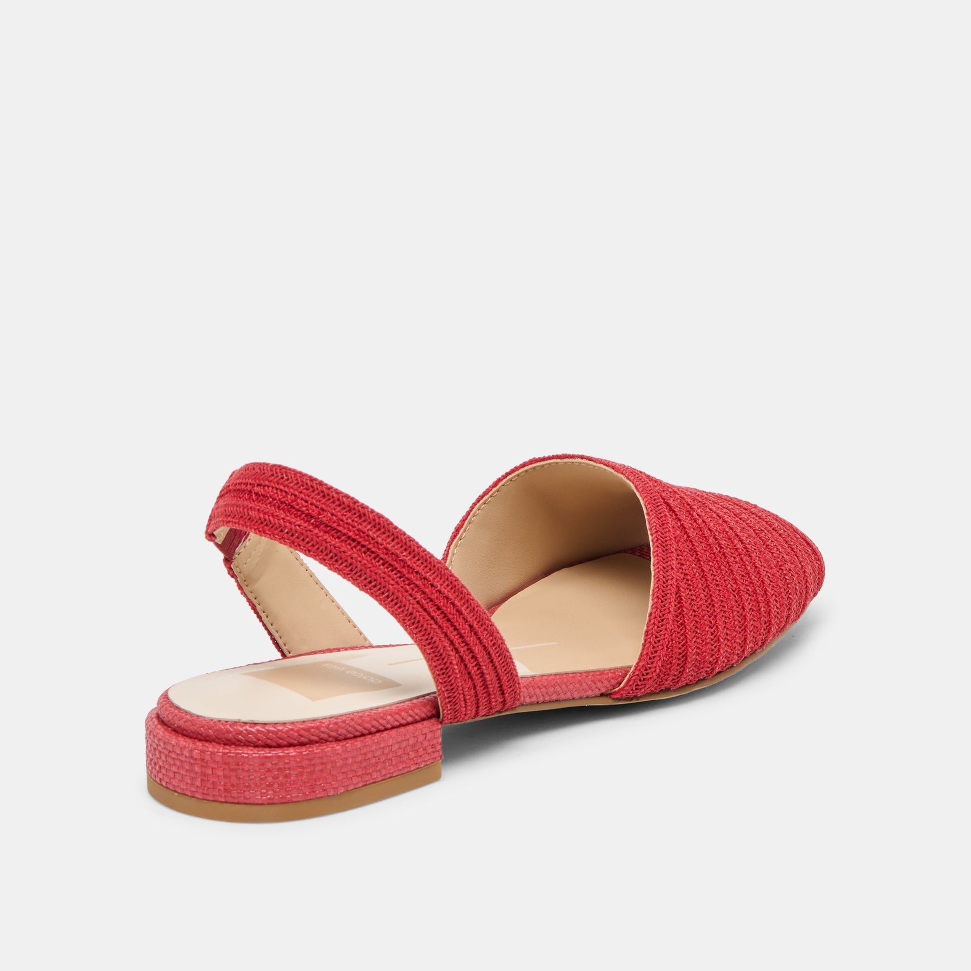 MARZY Red Raffia Slingback Peep-Toe Sandals