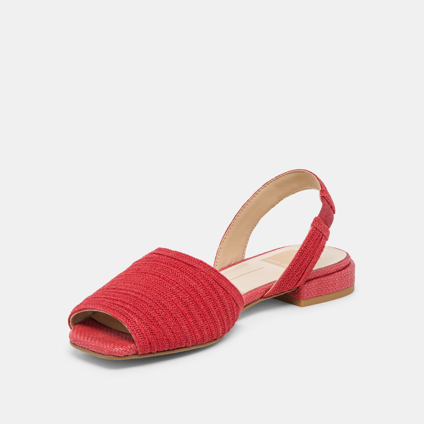 MARZY Red Raffia Slingback Peep-Toe Sandals
