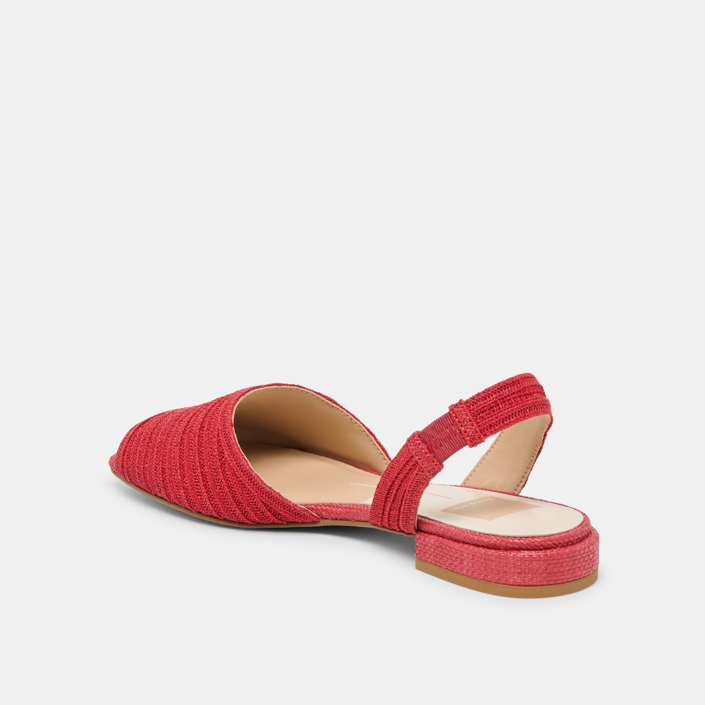MARZY Red Raffia Slingback Peep-Toe Sandals