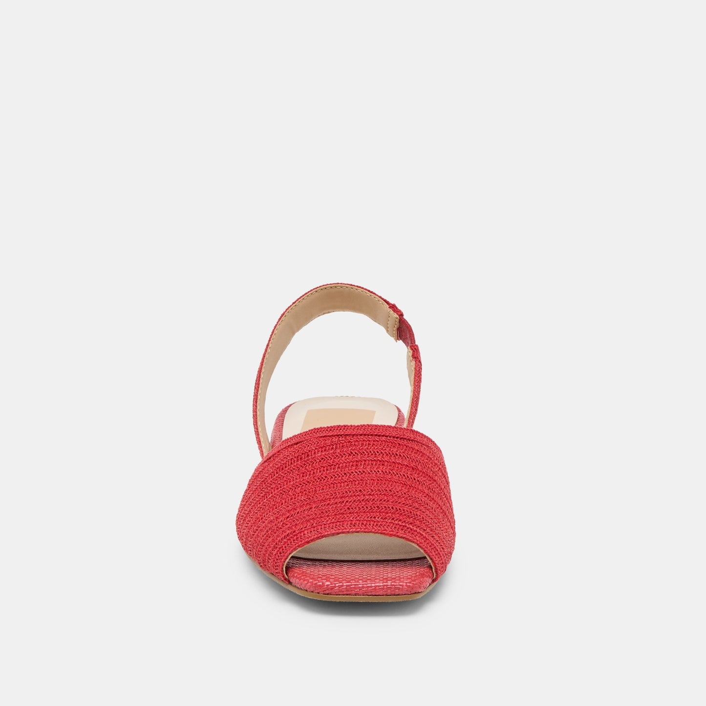 MARZY Red Raffia Slingback Peep-Toe Sandals