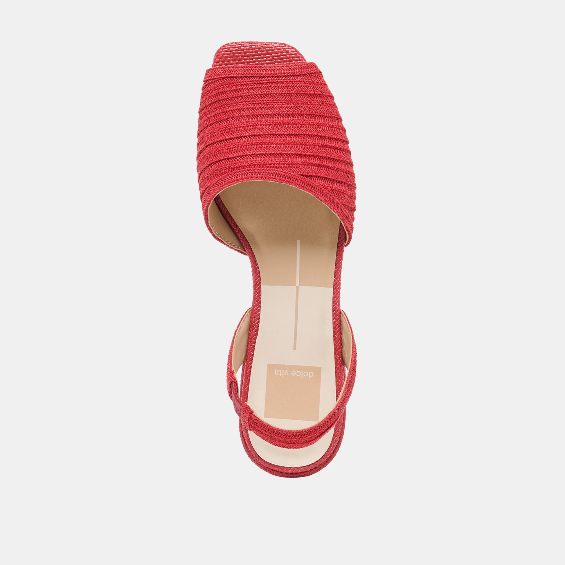 MARZY Red Raffia Slingback Peep-Toe Sandals