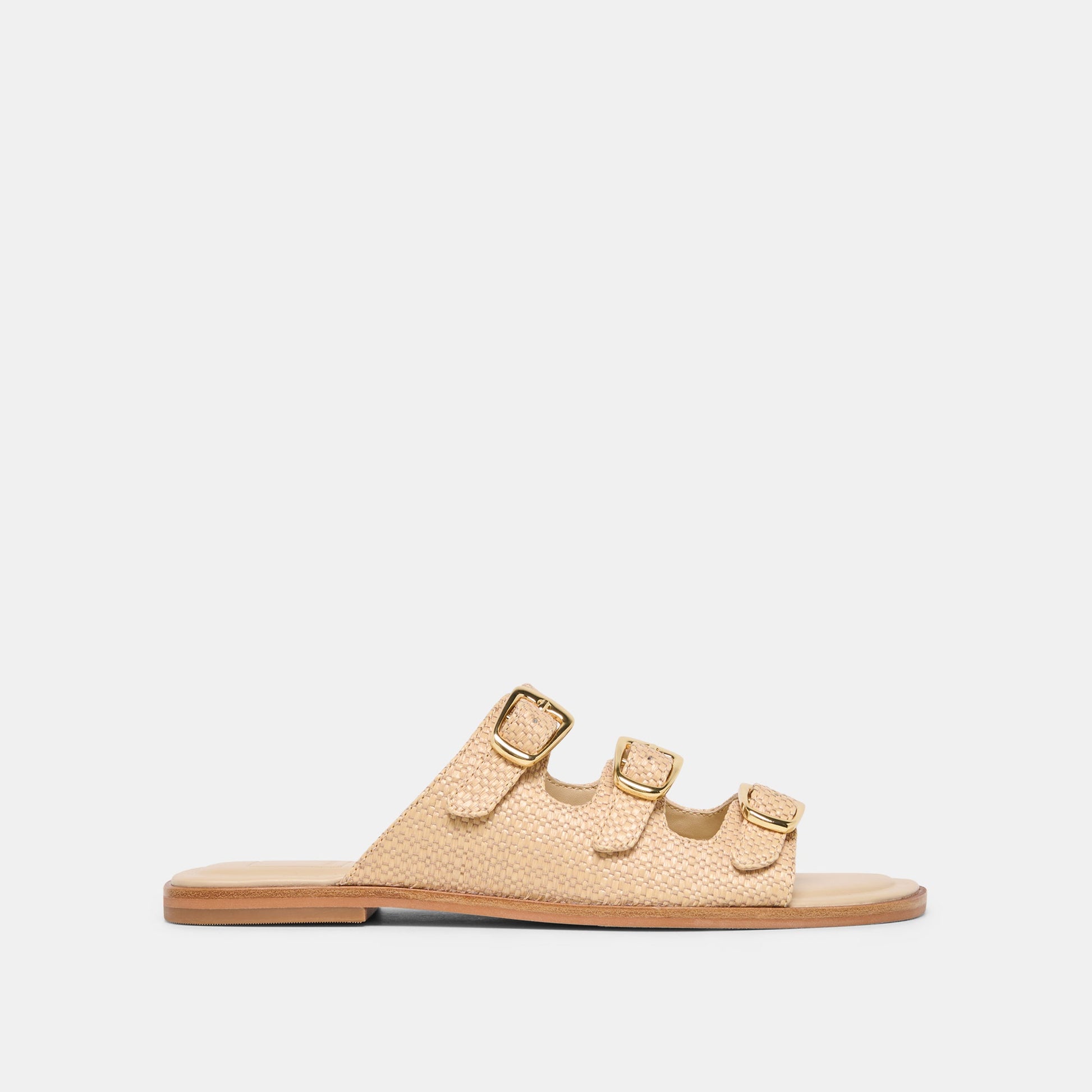 FIN Sand Raffia Open-Toe Slide Sandals