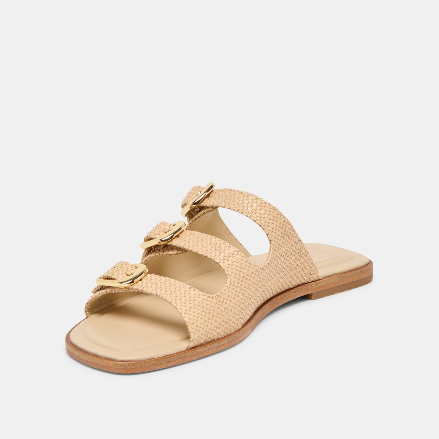 FIN Sand Raffia Open-Toe Slide Sandals