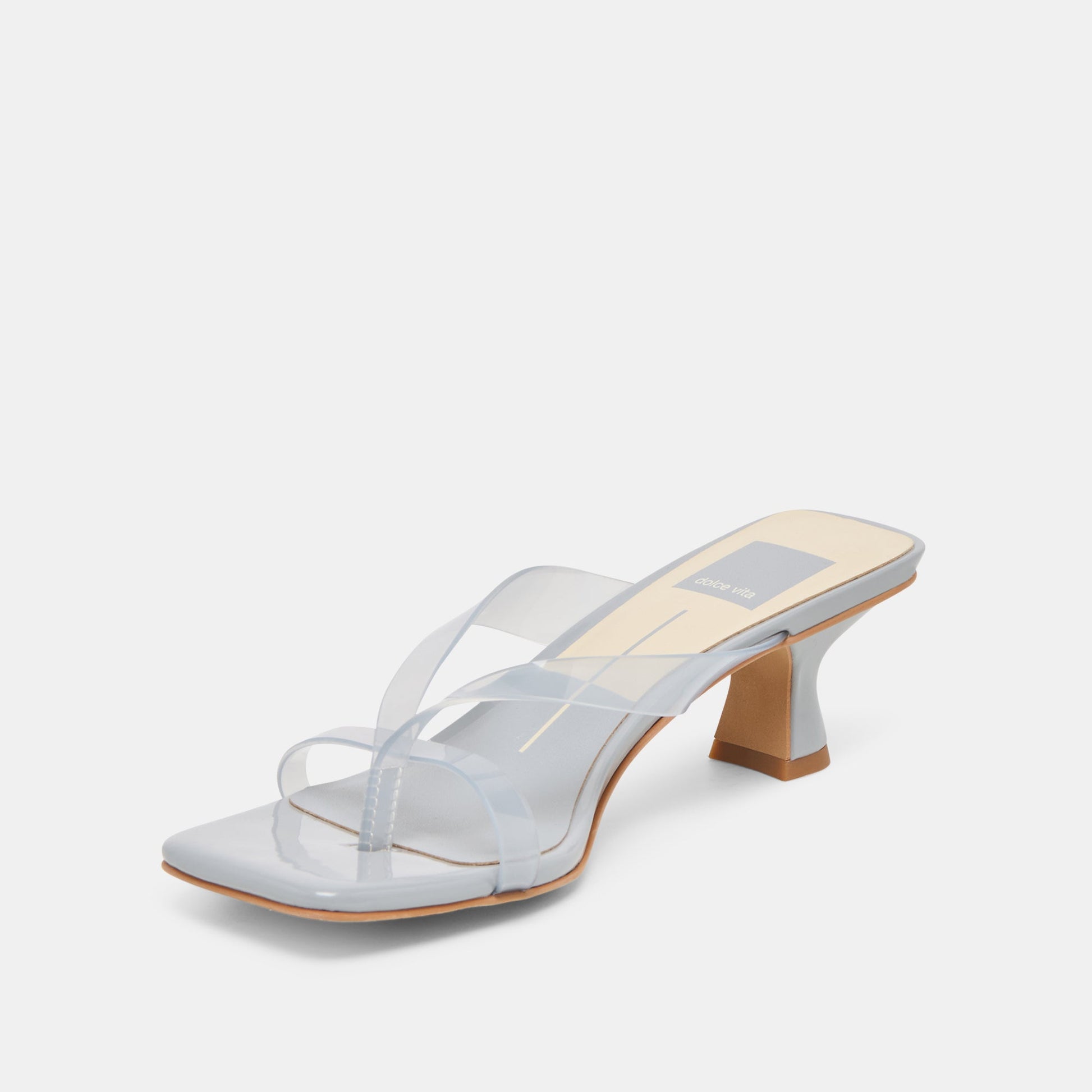 Brevel Vinyl Wide Dusty Blue Jelly Heels