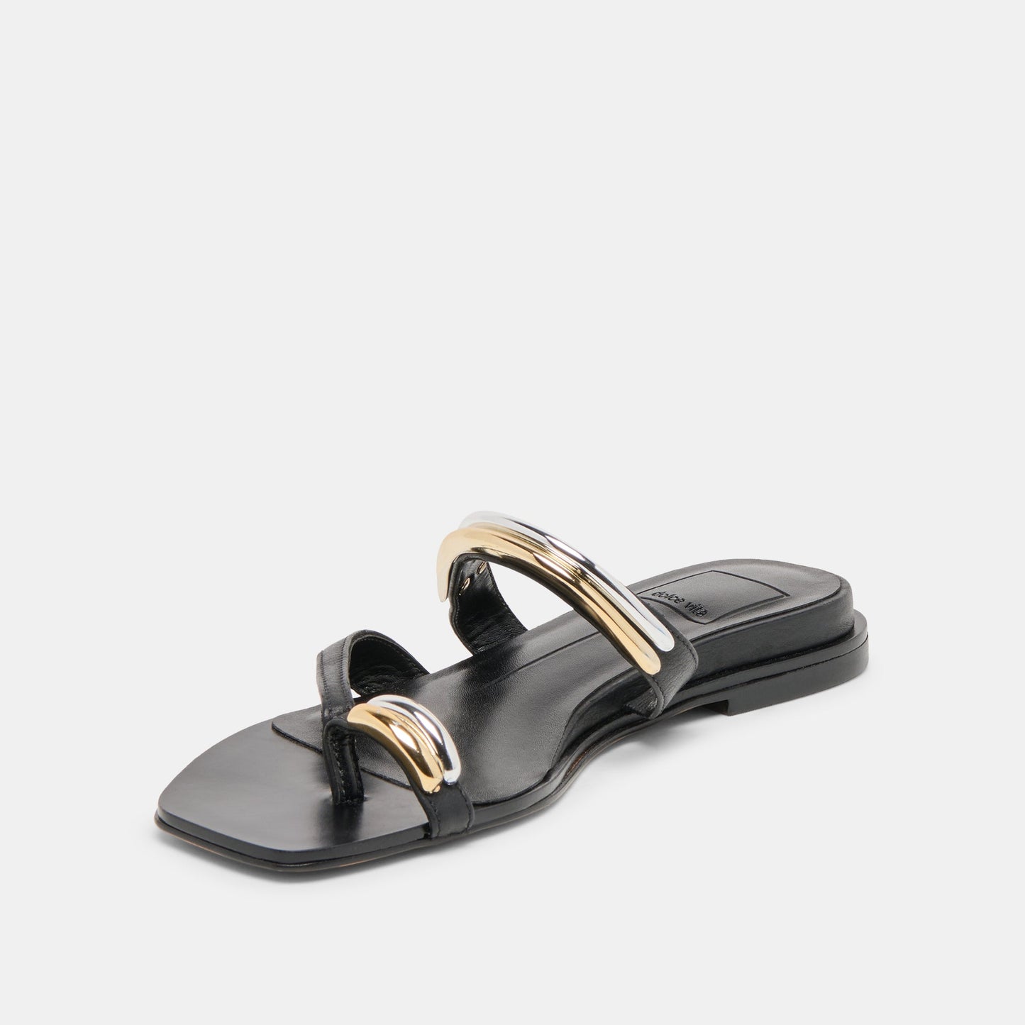 Tarina Black Leather Sandals